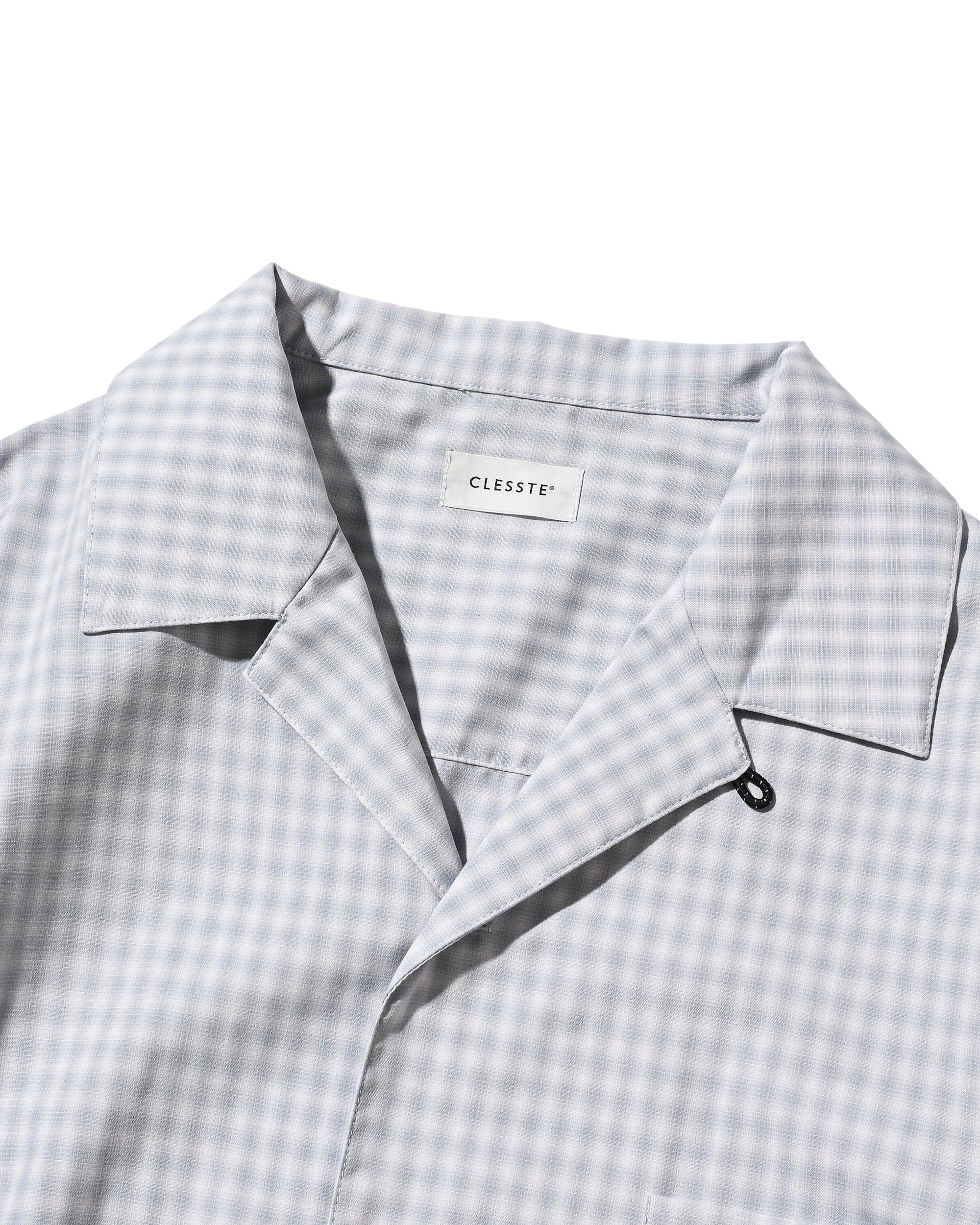 【5.20 WED 20:00- IN STOCK】MINI OMBRE CHECK OPEN COLLAR L/S SHIRT (LIGHT GRAY)