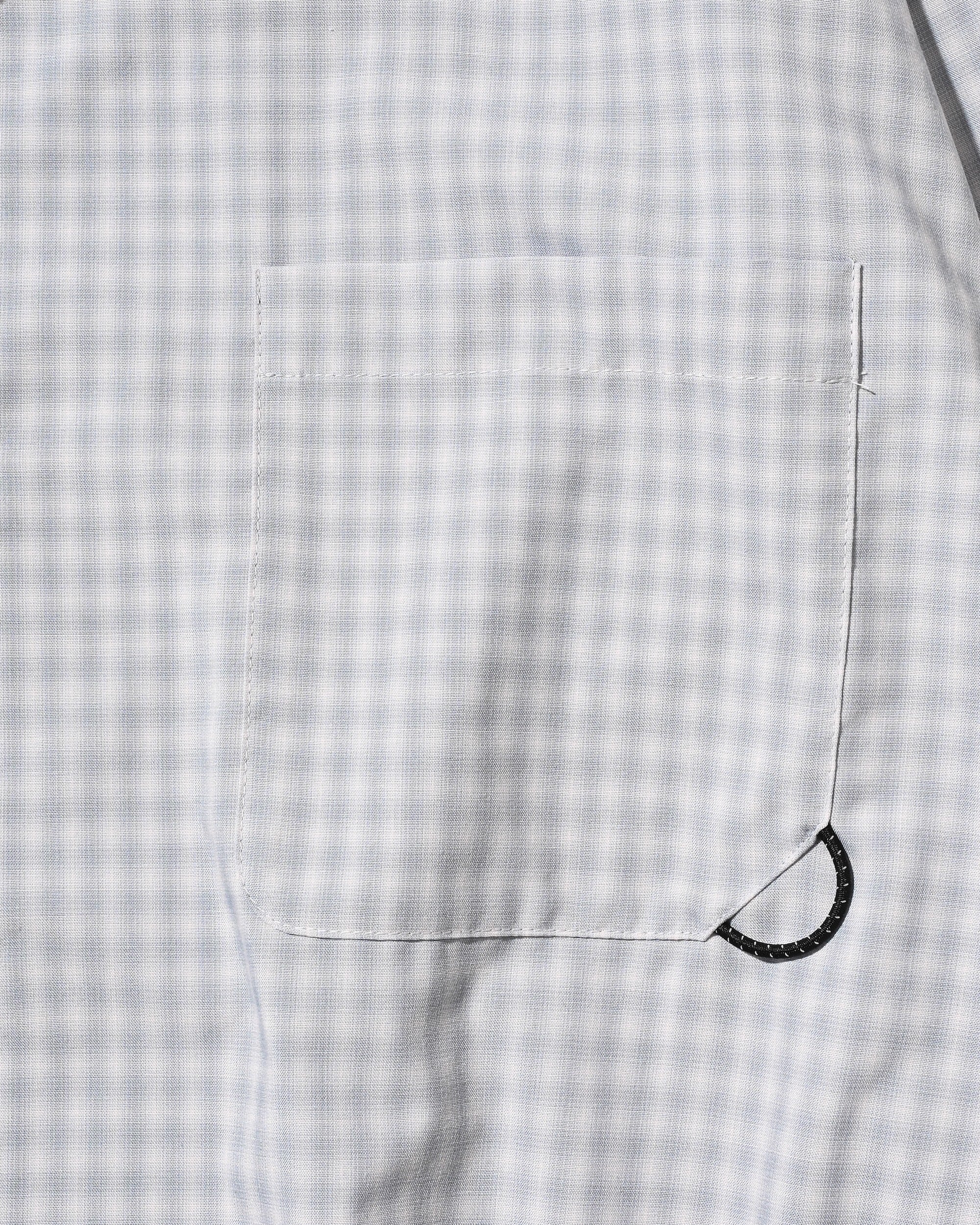 【5.20 WED 20:00- IN STOCK】MINI OMBRE CHECK OPEN COLLAR L/S SHIRT (LIGHT GRAY)