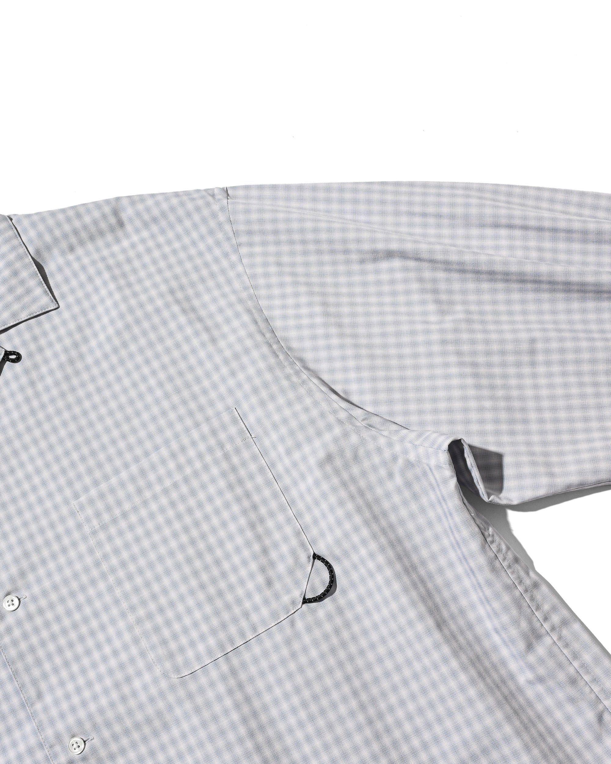【5.20 WED 20:00- IN STOCK】MINI OMBRE CHECK OPEN COLLAR L/S SHIRT (LIGHT GRAY)