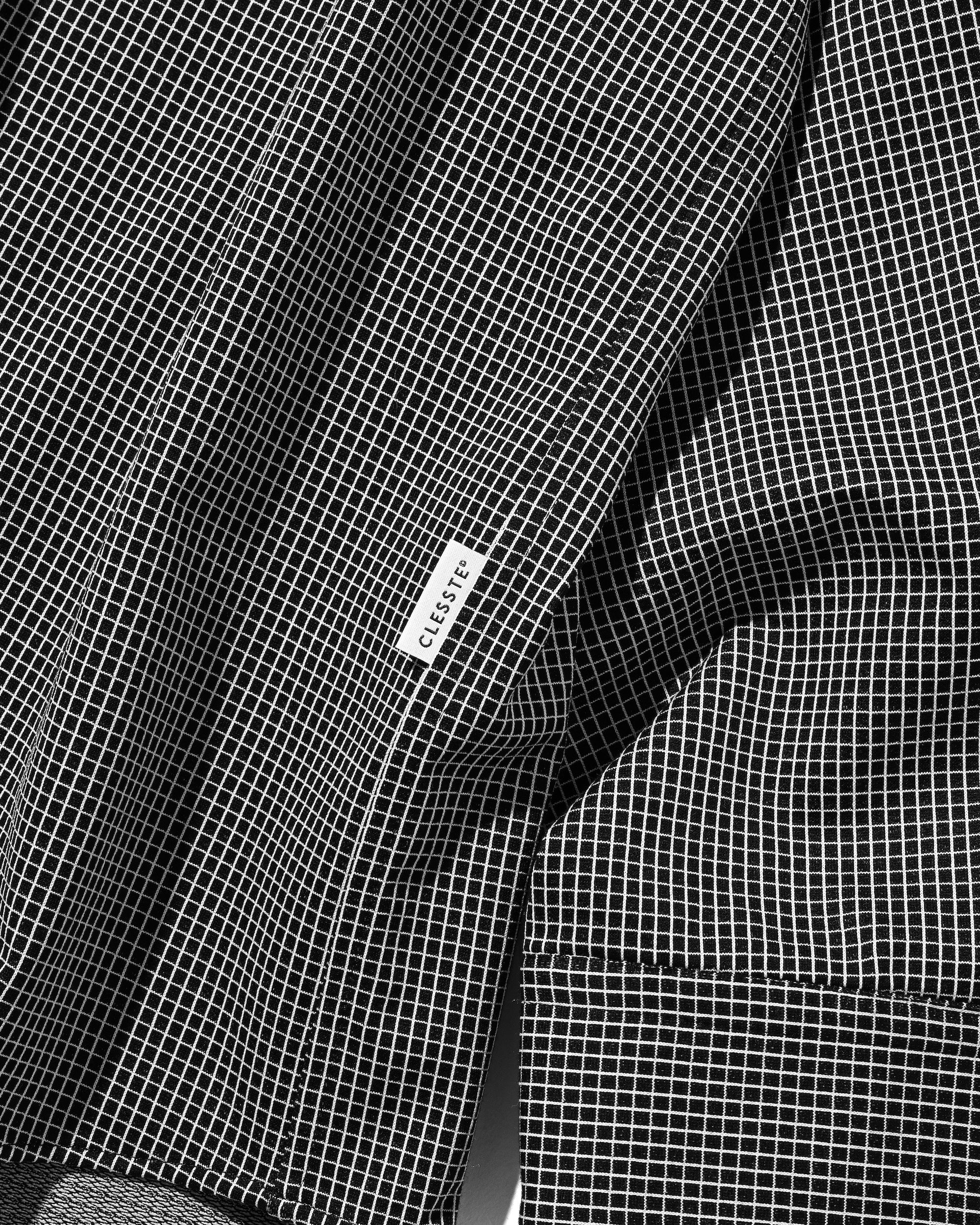 MINI GRID CHECK 36G KNIT EVERYDAY L/S SHIRT (BLACK×WHITE)