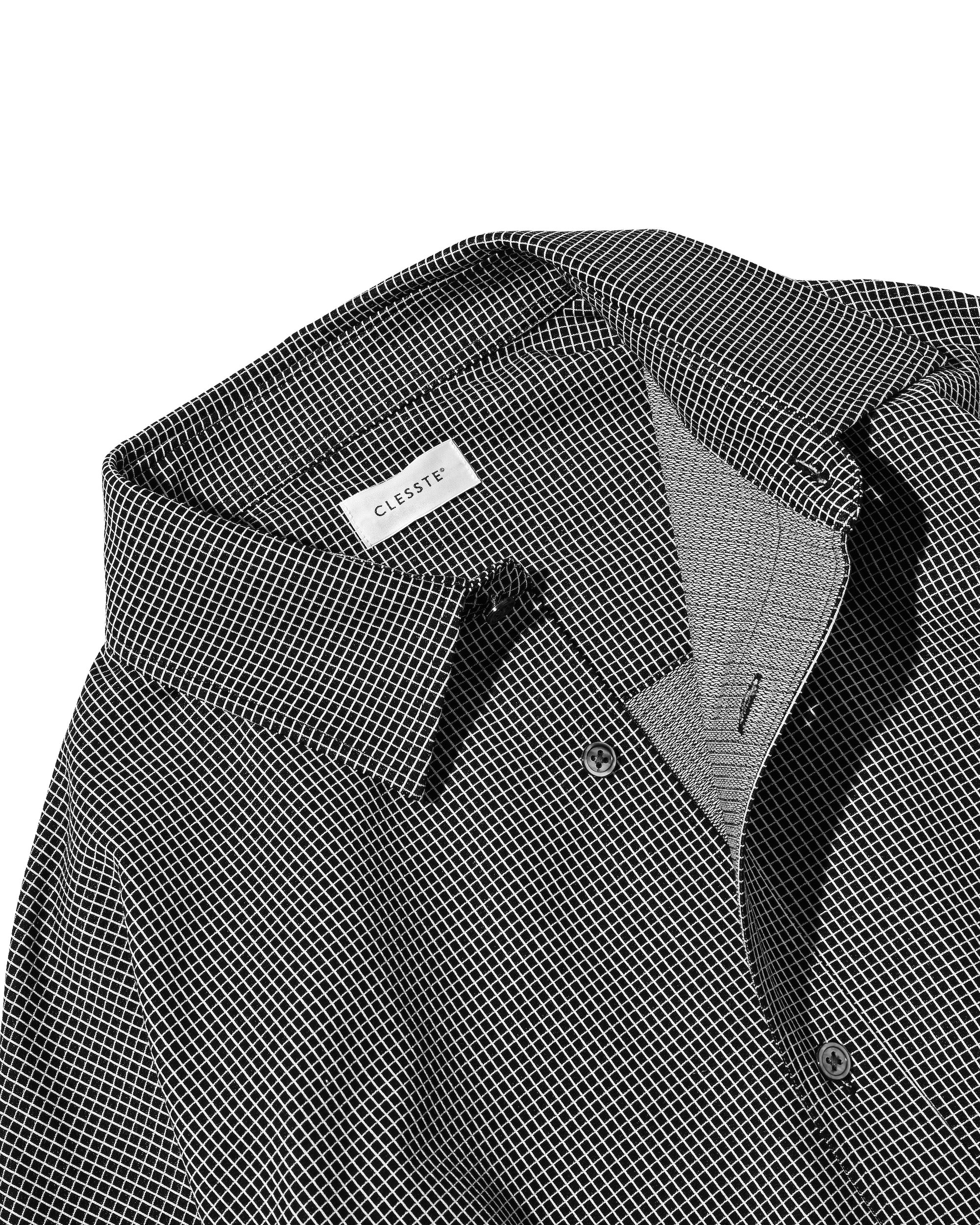 MINI GRID CHECK 36G KNIT EVERYDAY L/S SHIRT (BLACK×WHITE)