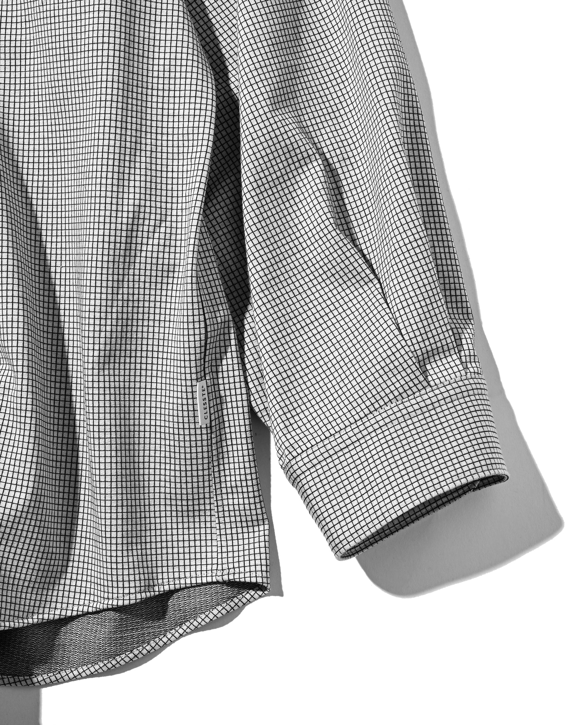 MINI GRID CHECK 36G KNIT EVERYDAY L/S SHIRT (WHITE×BLACK)