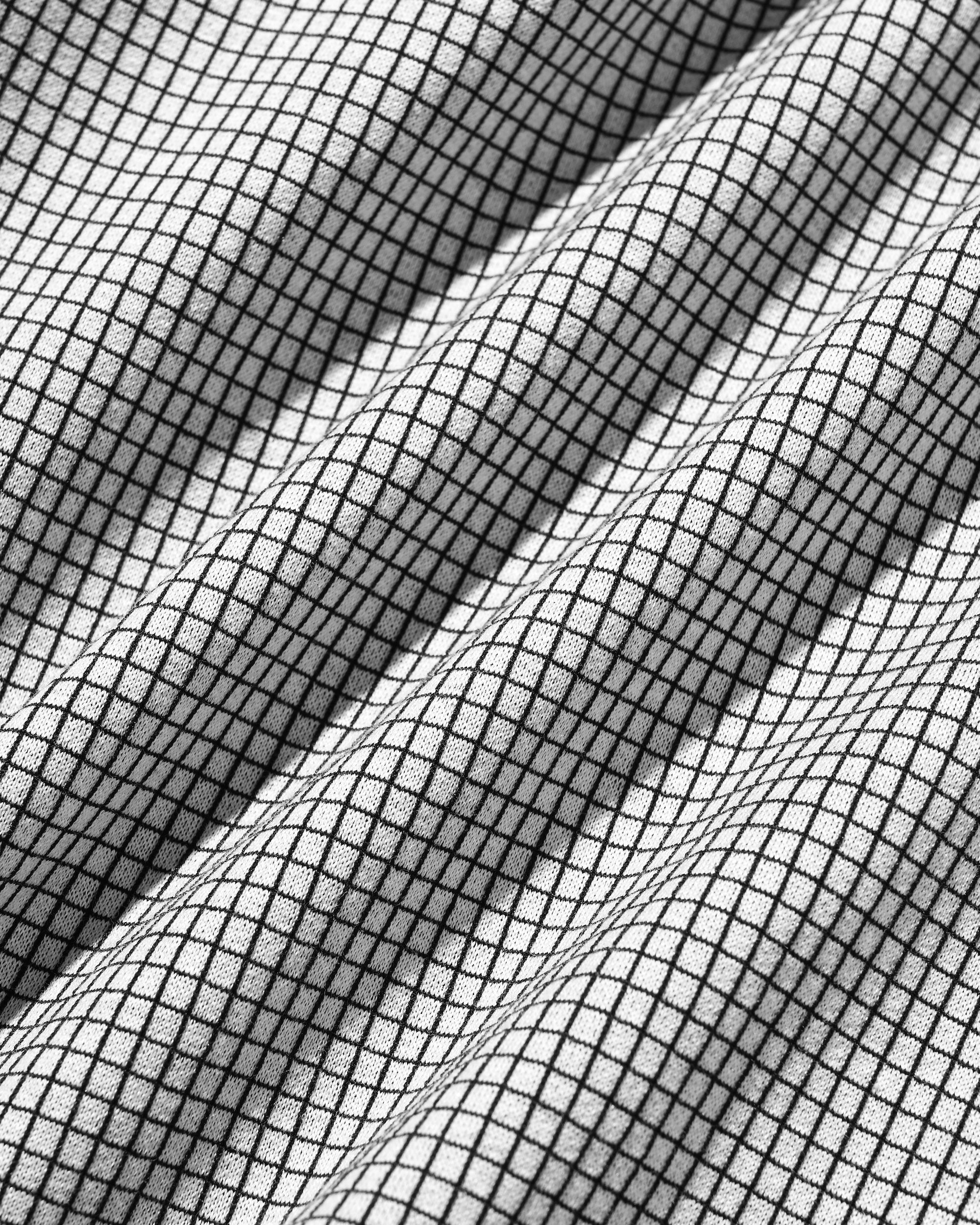 MINI GRID CHECK 36G KNIT EVERYDAY L/S SHIRT (WHITE×BLACK)