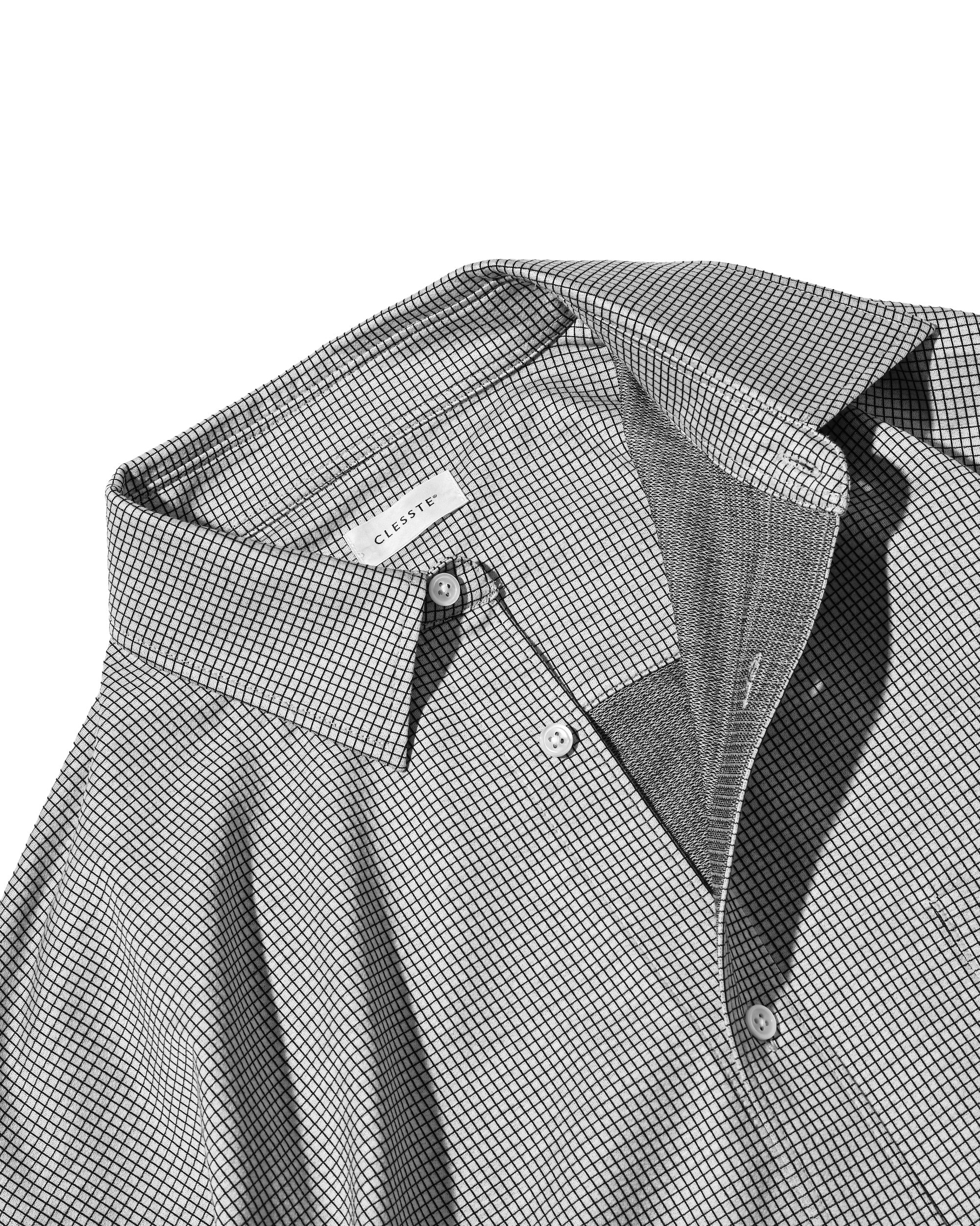 MINI GRID CHECK 36G KNIT EVERYDAY L/S SHIRT (WHITE×BLACK)