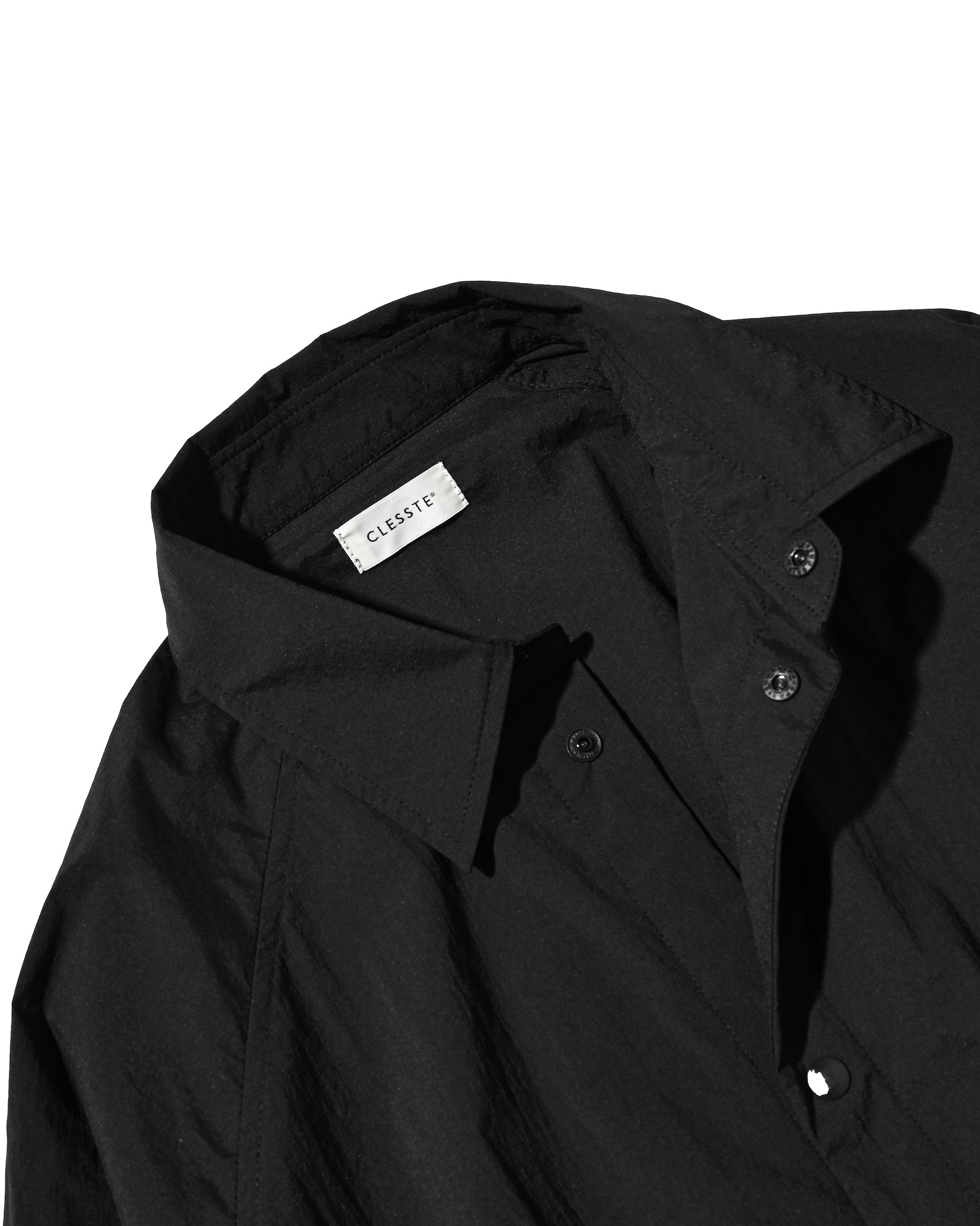 "C” CRISPY NYLON CITY UNIFORM BALLOON L/S SHIRT JACKET (BLACK×WHITE)