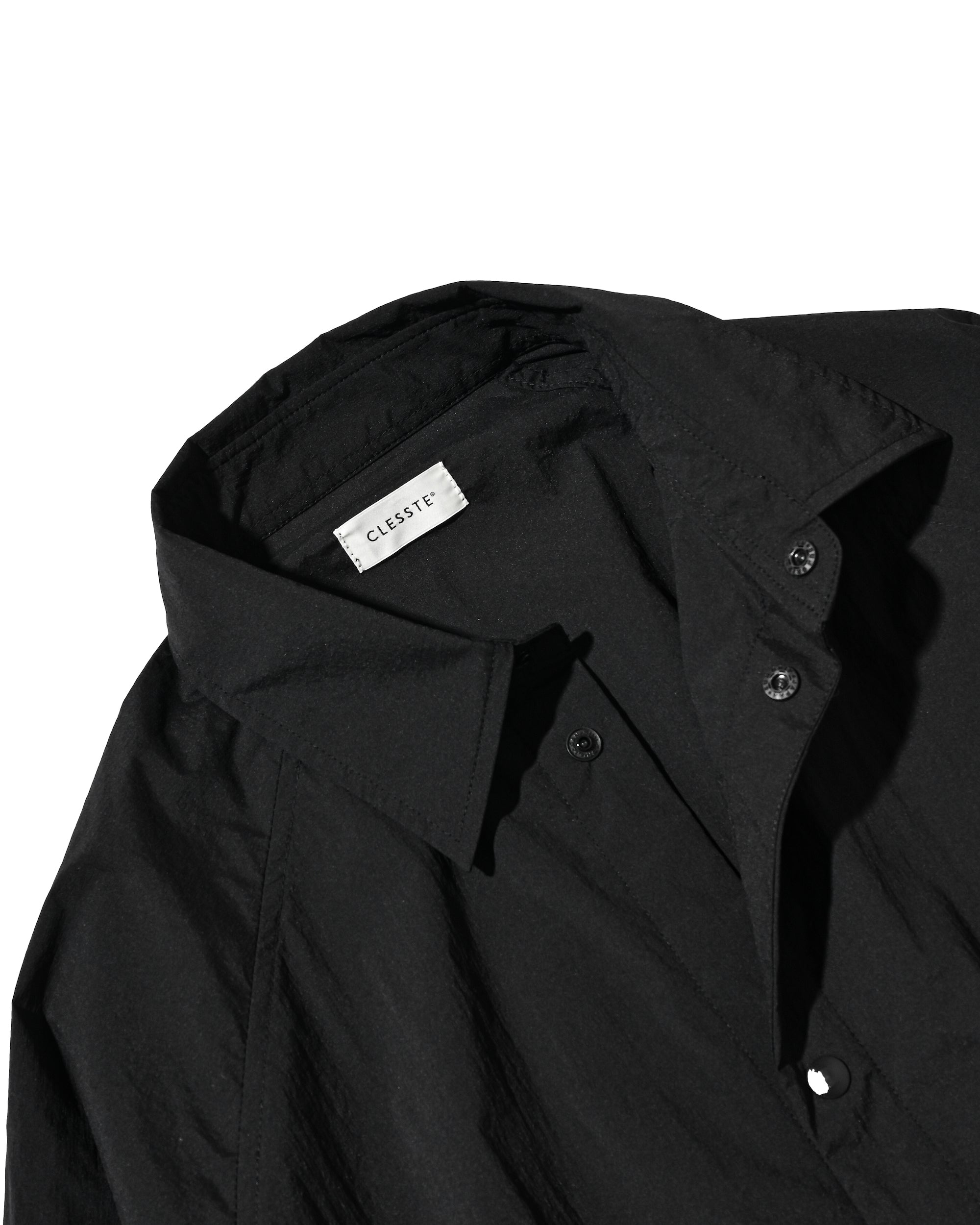 CRISPY NYLON CITY UNIFORM BALLOON L/S SHIRT JACKET (BLACK)