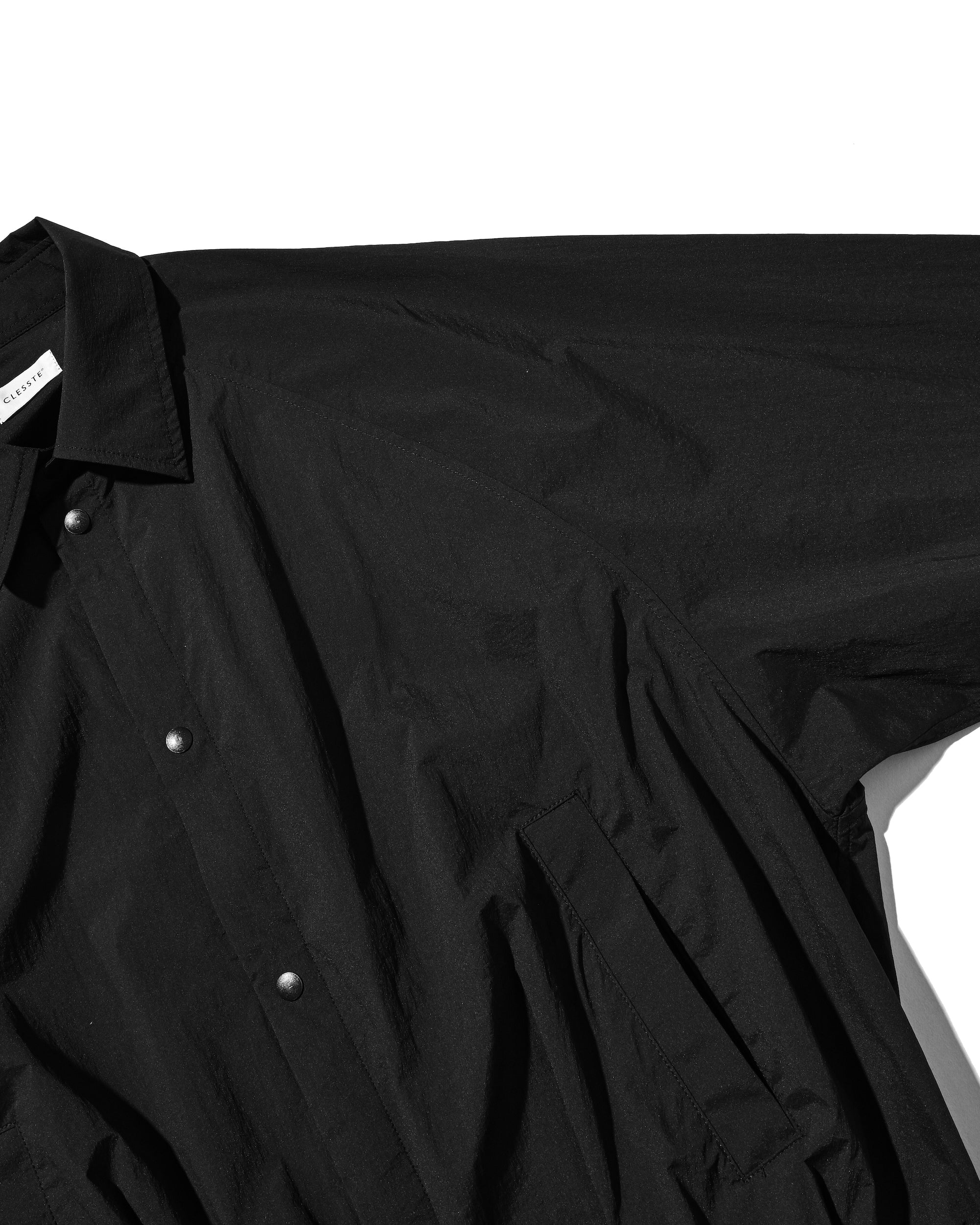 CRISPY NYLON CITY UNIFORM BALLOON L/S SHIRT JACKET (BLACK)