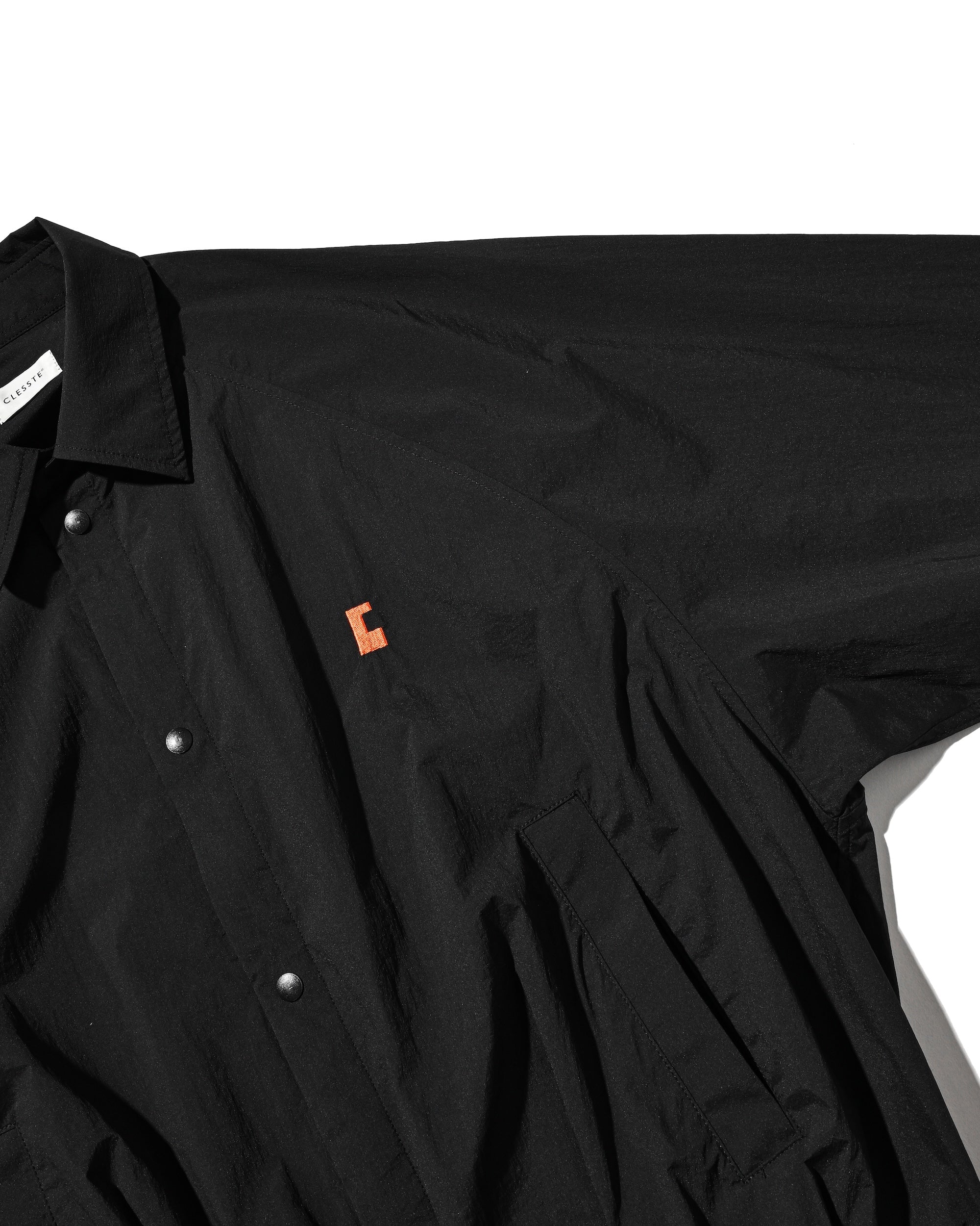 "C” CRISPY NYLON CITY UNIFORM BALLOON L/S SHIRT JACKET (BLACK×ORANGE)