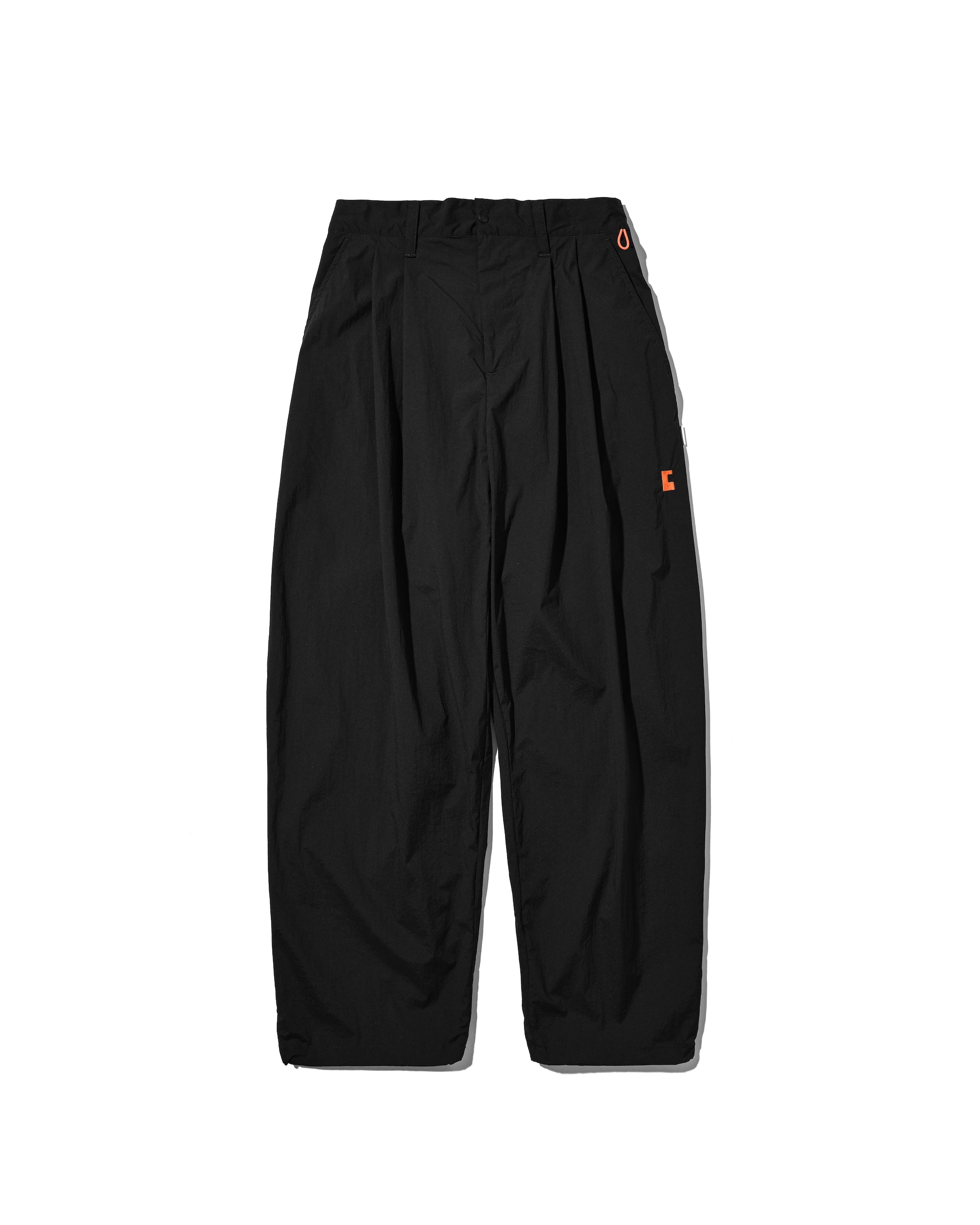 【5.9 SAT 20:00- IN STOCK】"C” CRISPY NYLON CITY UNIFORM WIDE TAPERED PANTS (BLACK×ORANGE)