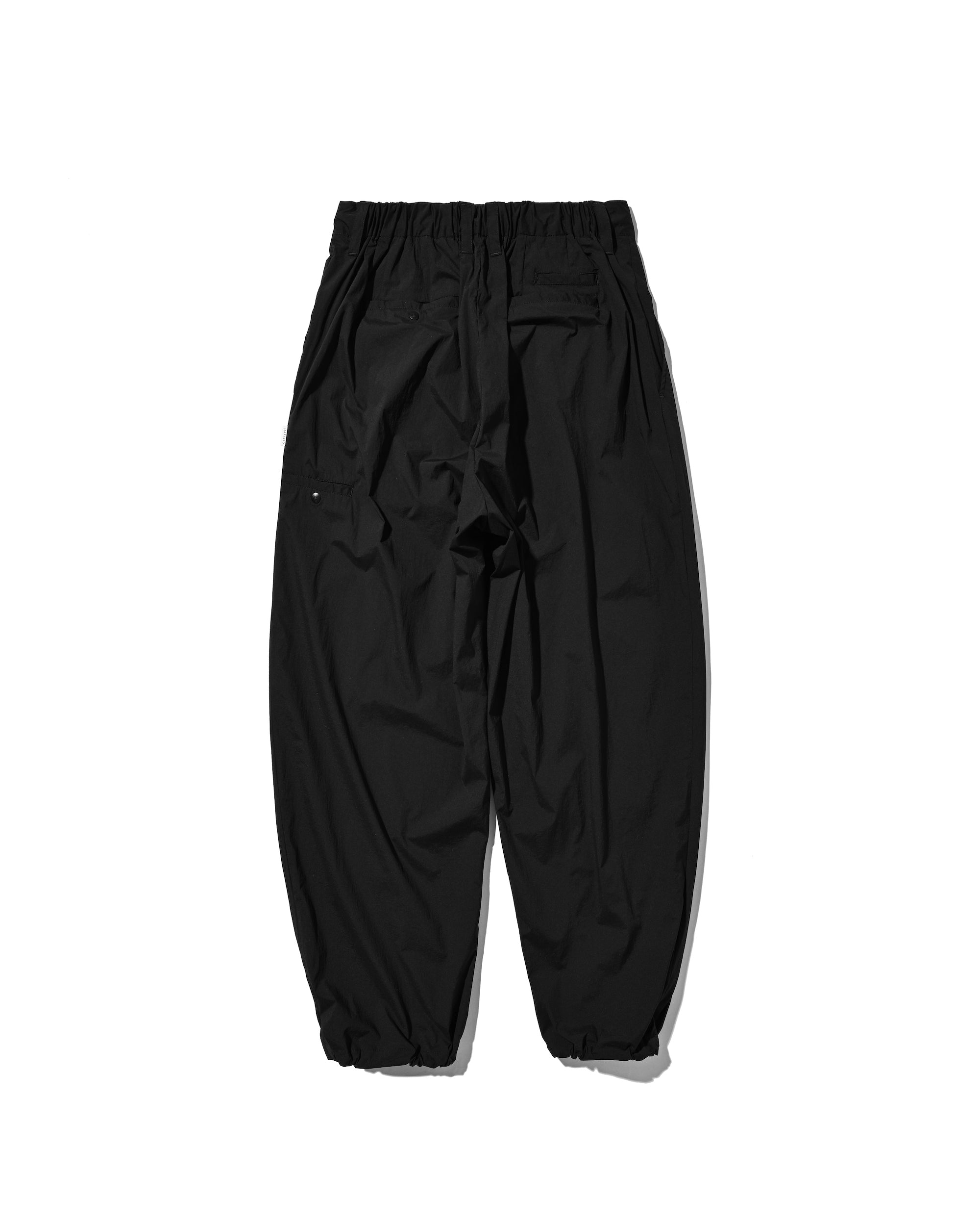 "C” CRISPY NYLON CITY UNIFORM WIDE TAPERED PANTS (BLACK×ORANGE)