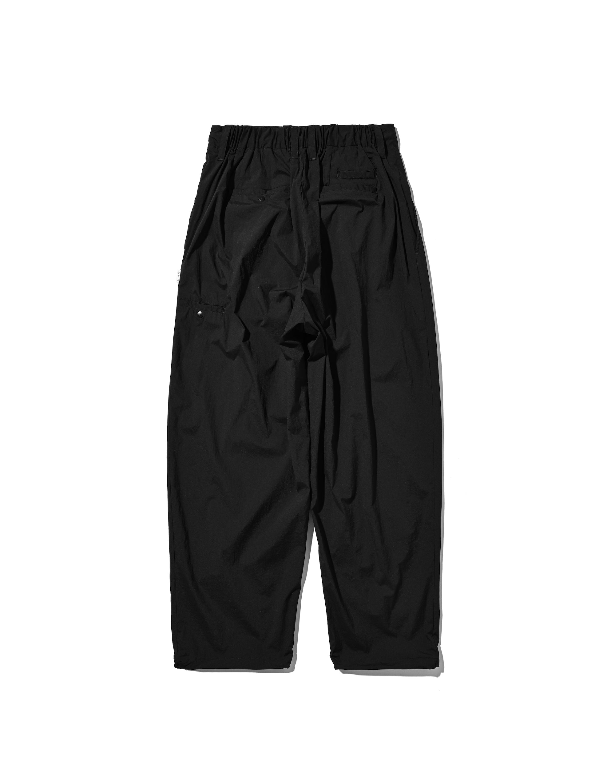 【5.9 SAT 20:00- IN STOCK】"C” CRISPY NYLON CITY UNIFORM WIDE TAPERED PANTS (BLACK×WHITE)