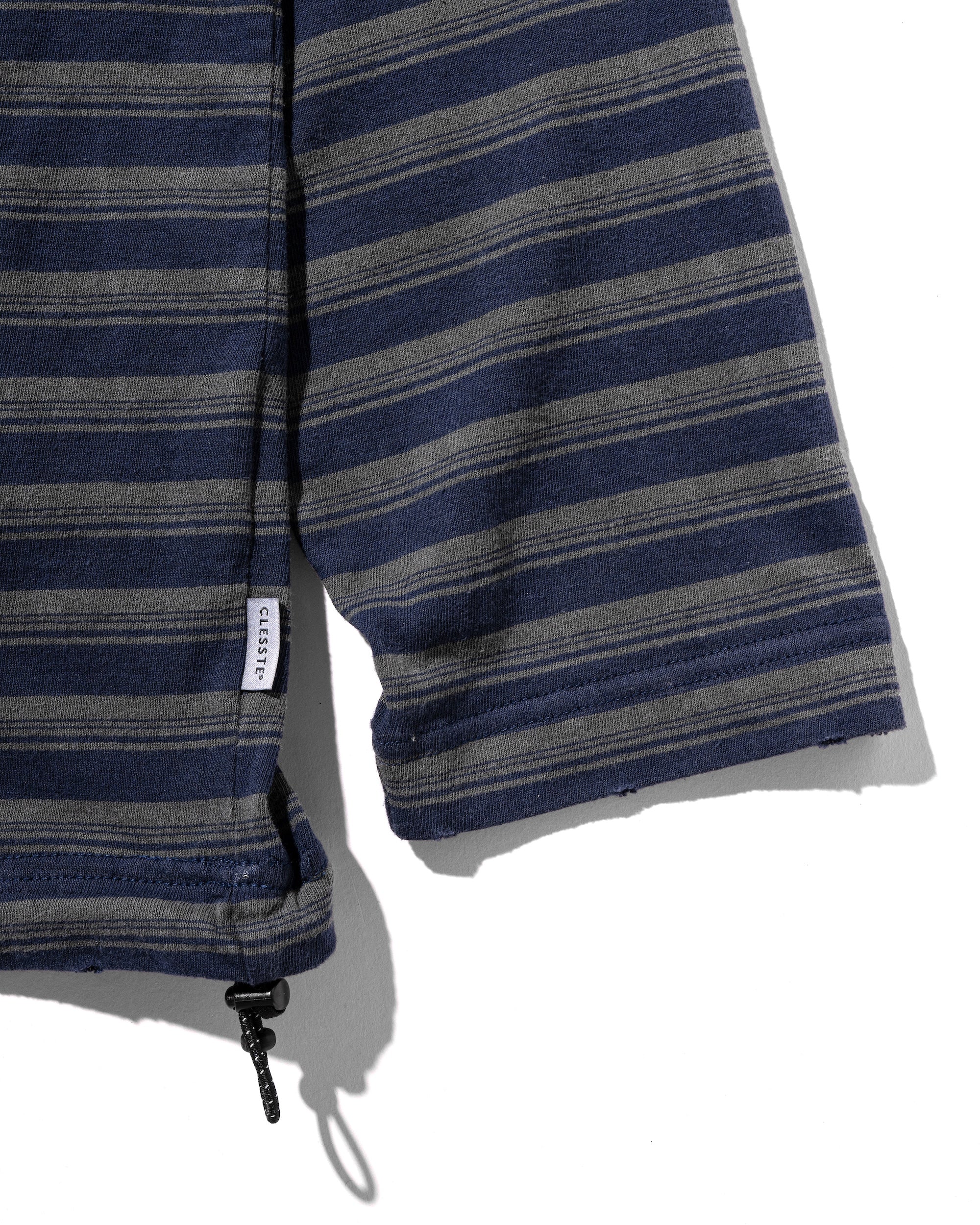 【10.8 WED 20:00- IN STOCK】PIGMENT DYED MULTI STRIPED L/S T-SHIRT WITH DRAWSTRINGS