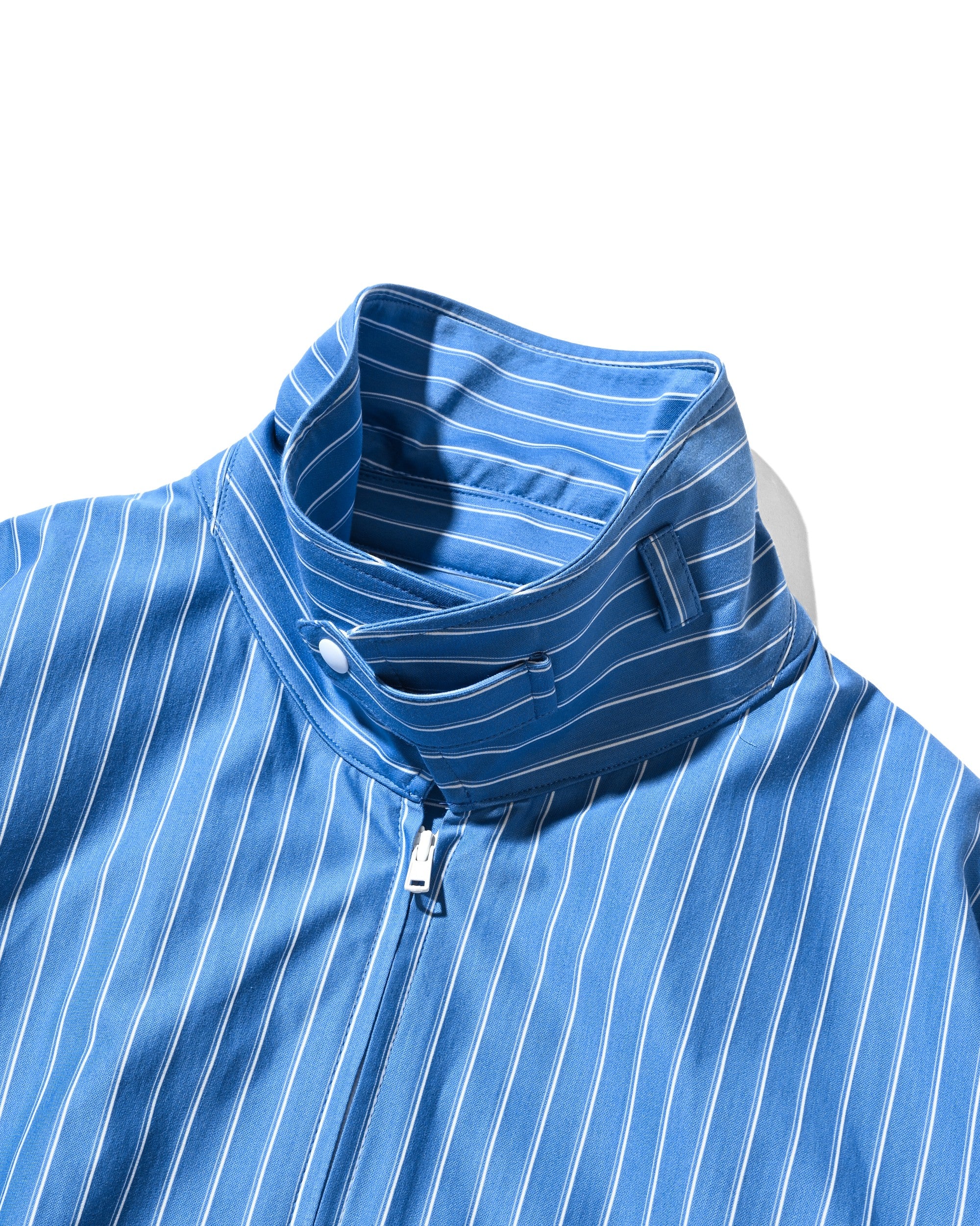 【5.30 SAT 20:00- IN STOCK】THICK/THIN STRIPE 46G KNIT EVERYDAY ZIP UP L/S SHIRT (SAX BLUE STRIPE)