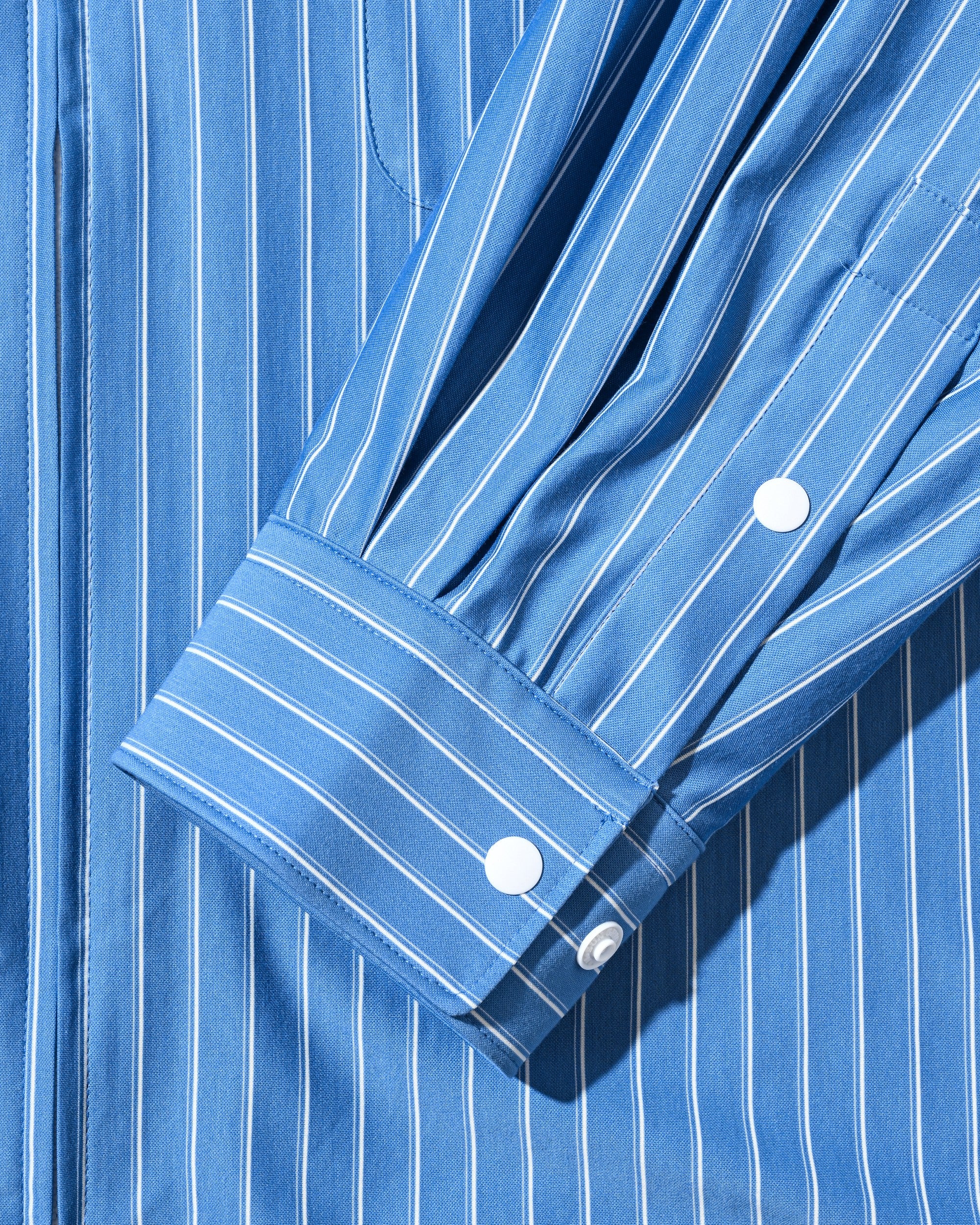 【5.30 SAT 20:00- IN STOCK】THICK/THIN STRIPE 46G KNIT EVERYDAY ZIP UP L/S SHIRT (SAX BLUE STRIPE)