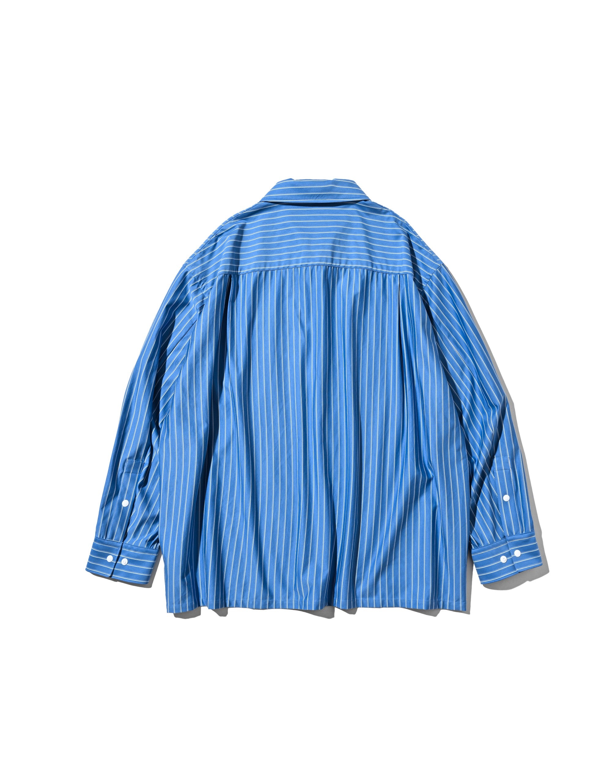 【5.30 SAT 20:00- IN STOCK】THICK/THIN STRIPE 46G KNIT EVERYDAY ZIP UP L/S SHIRT (SAX BLUE STRIPE)