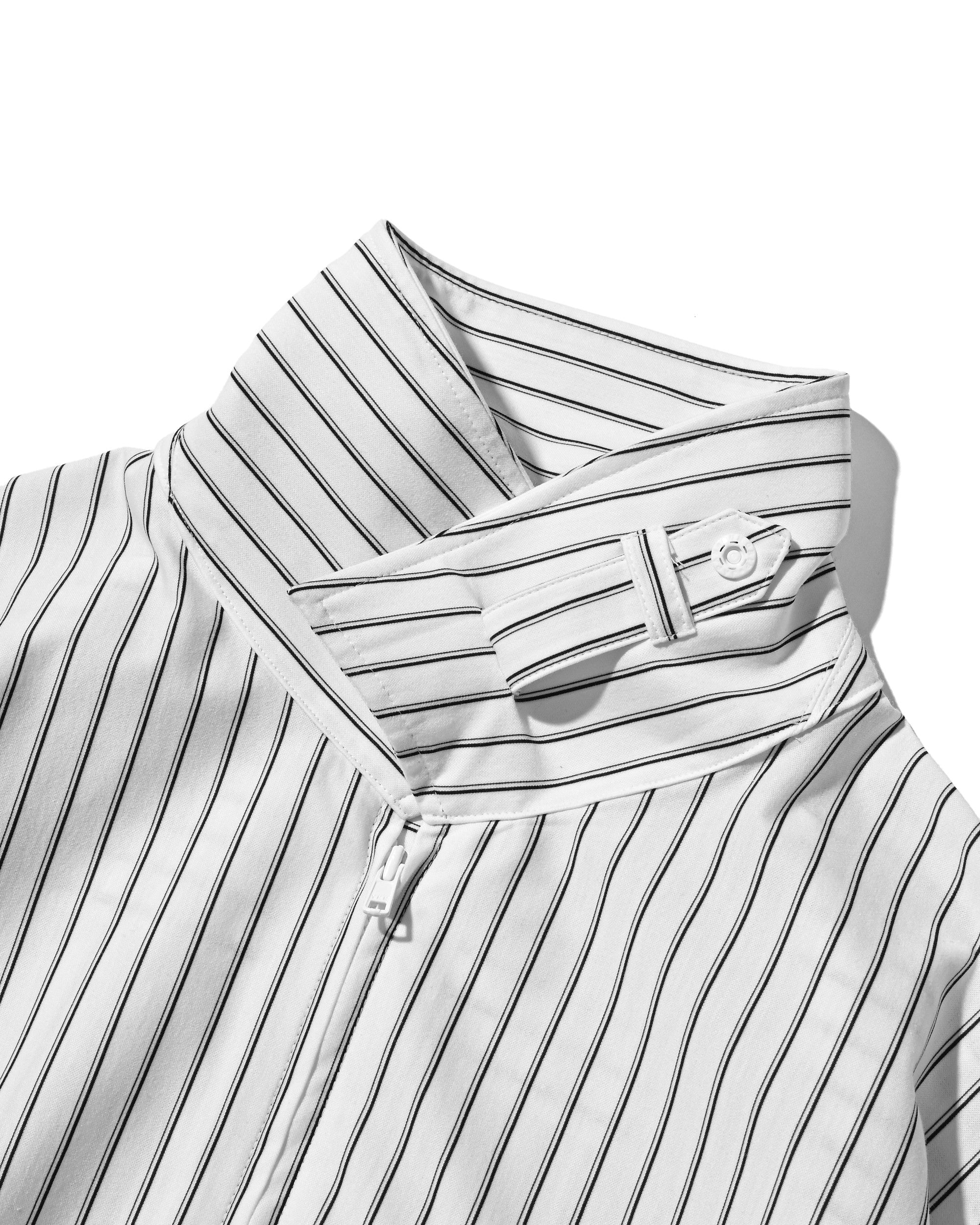 【5.30 SAT 20:00- IN STOCK】THICK/THIN STRIPE 46G KNIT EVERYDAY ZIP UP L/S SHIRT (WHITE STRIPE)