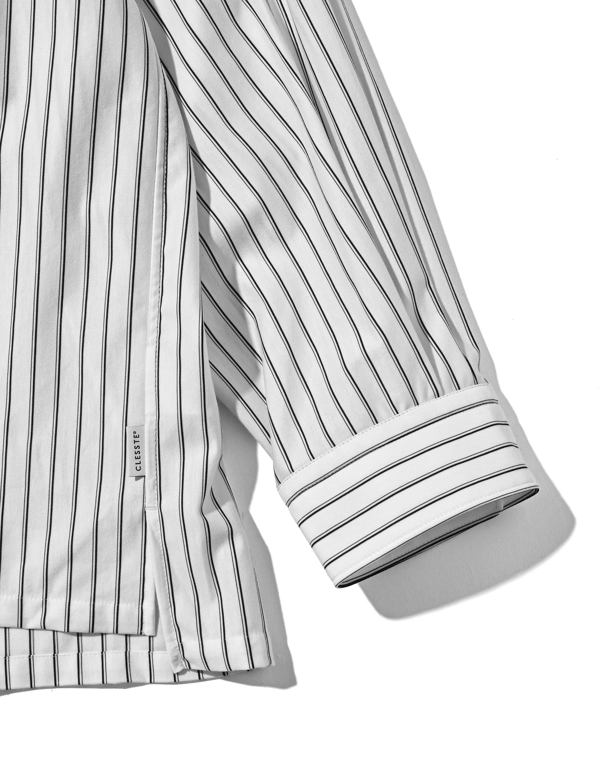 【5.30 SAT 20:00- IN STOCK】THICK/THIN STRIPE 46G KNIT EVERYDAY ZIP UP L/S SHIRT (WHITE STRIPE)