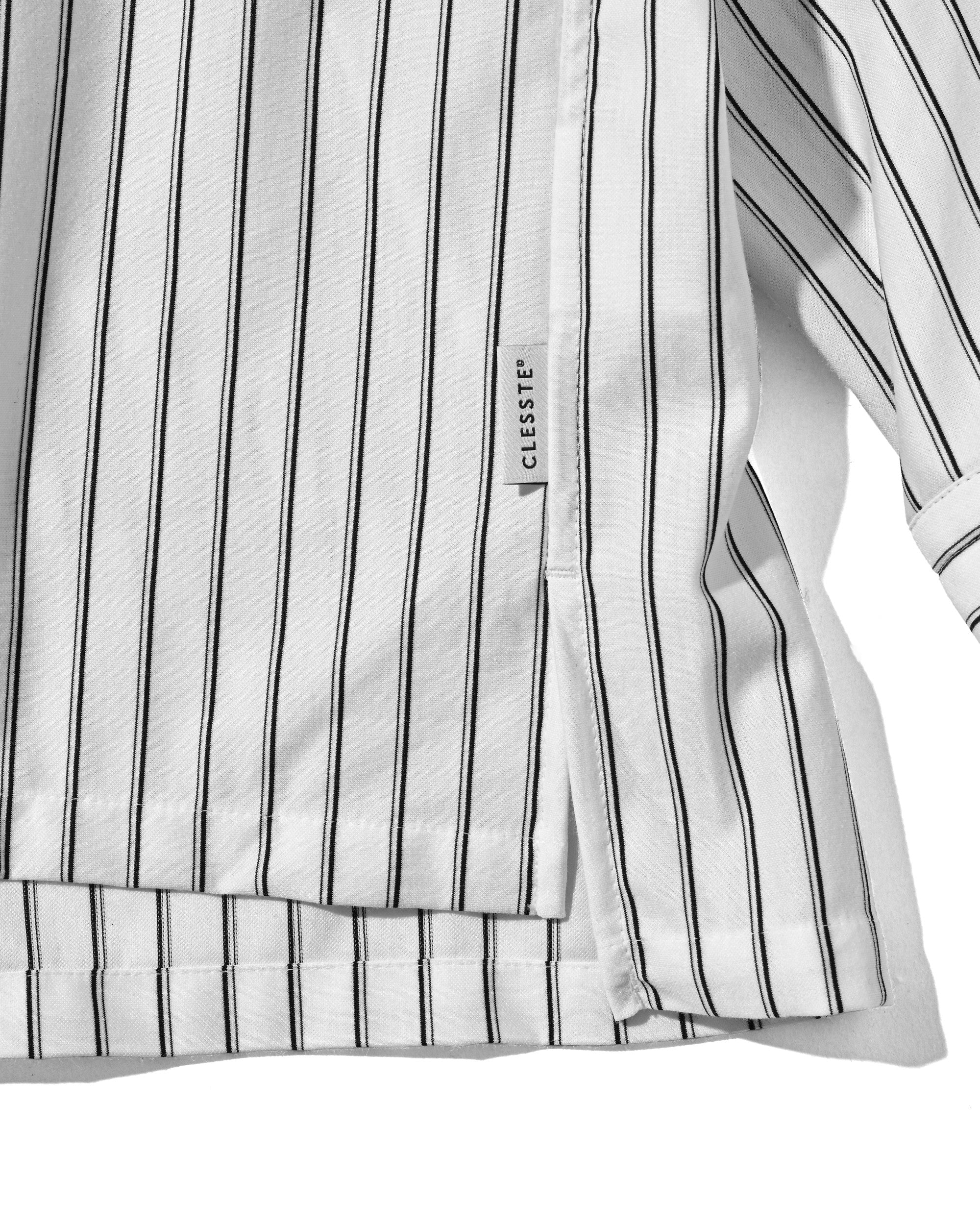 【5.30 SAT 20:00- IN STOCK】THICK/THIN STRIPE 46G KNIT EVERYDAY ZIP UP L/S SHIRT (WHITE STRIPE)