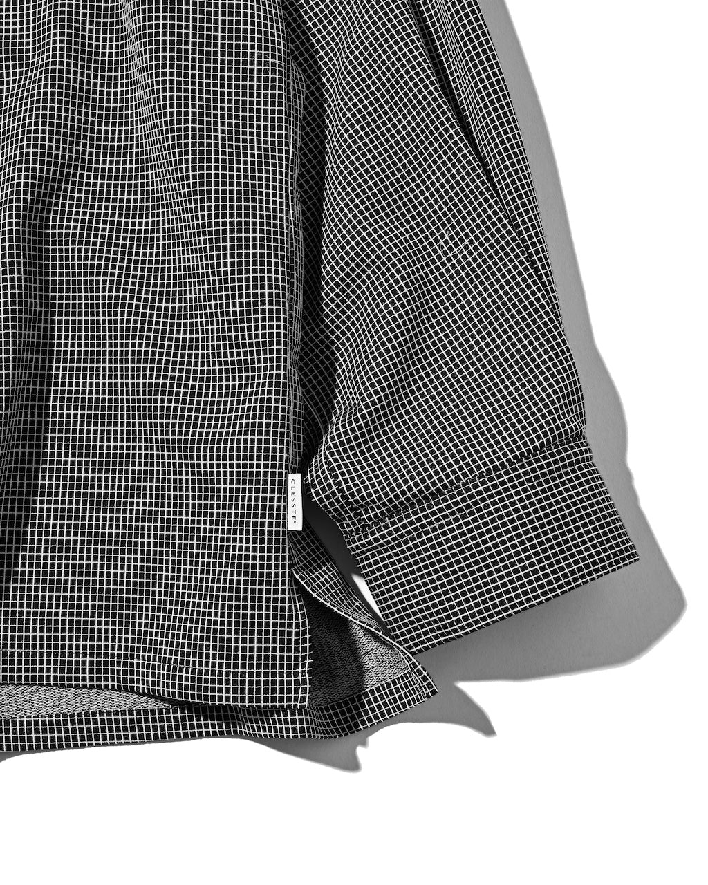 【10.24 SAT 20:00- IN STOCK】 MINI GRID CHECK 36G KNIT EVERYDAY ZIP UP L/S SHIRT (BLACK×WHITE)