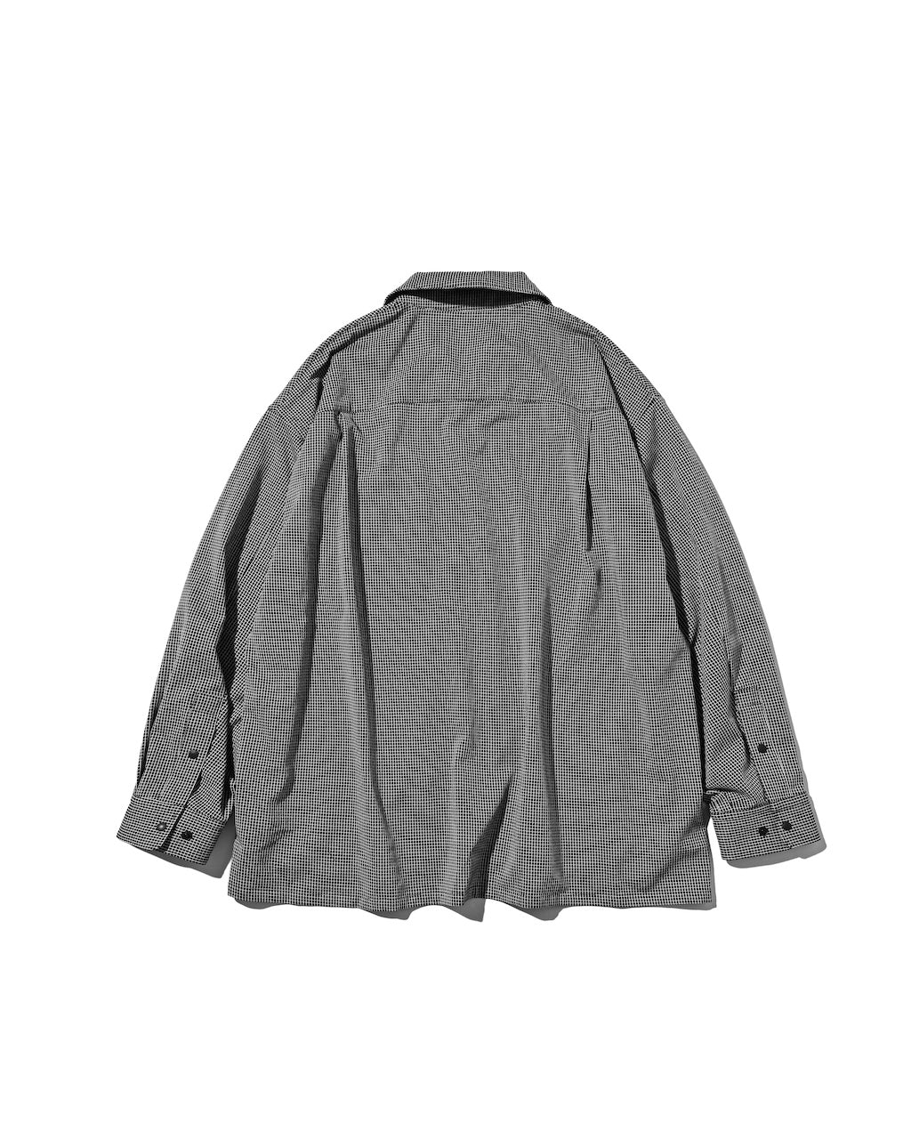 【10.24 SAT 20:00- IN STOCK】 MINI GRID CHECK 36G KNIT EVERYDAY ZIP UP L/S SHIRT (BLACK×WHITE)