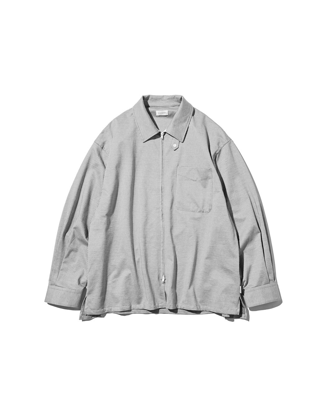 【10.24 SAT 20:00- IN STOCK】 MINI GRID CHECK 36G KNIT EVERYDAY ZIP UP L/S SHIRT (WHITE×BLACK)