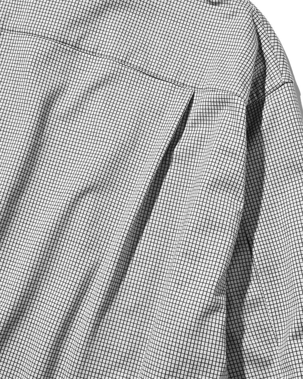 【10.24 SAT 20:00- IN STOCK】 MINI GRID CHECK 36G KNIT EVERYDAY ZIP UP L/S SHIRT (WHITE×BLACK)
