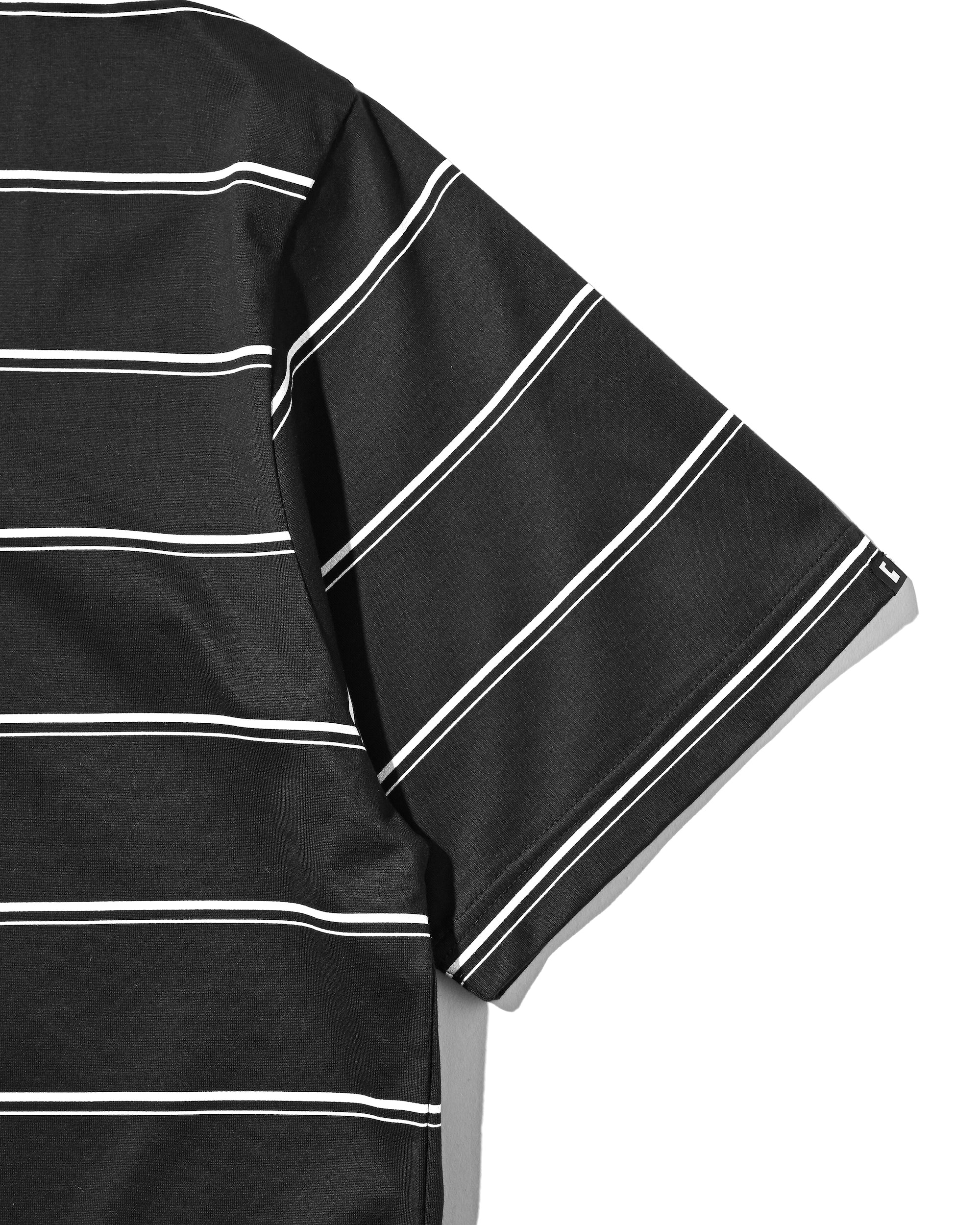 THICK THIN STRIPE S/S T-SHIRT WITH DRAWSTRINGS (BLACK)