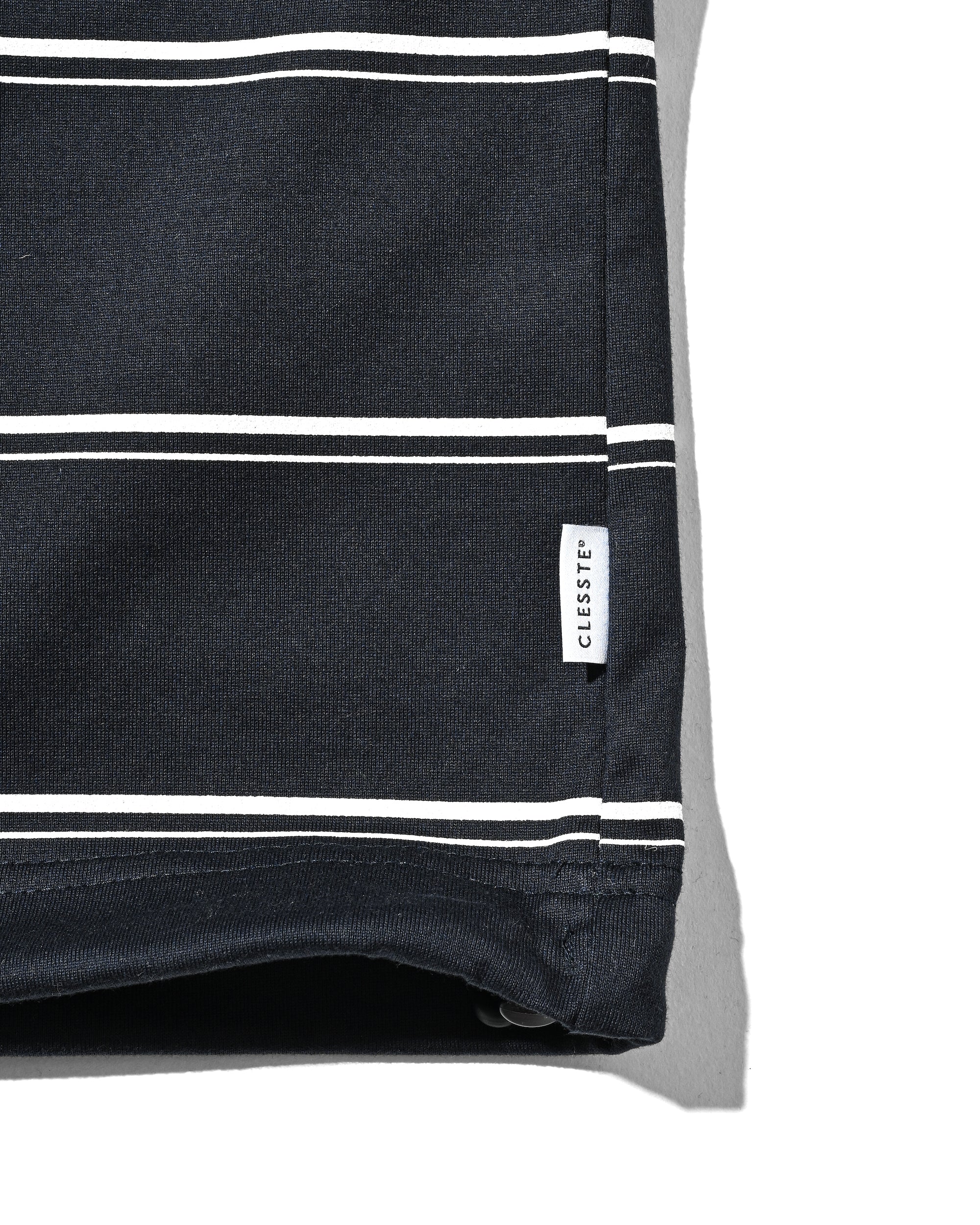 THICK THIN STRIPE S/S T-SHIRT WITH DRAWSTRINGS (NAVY)