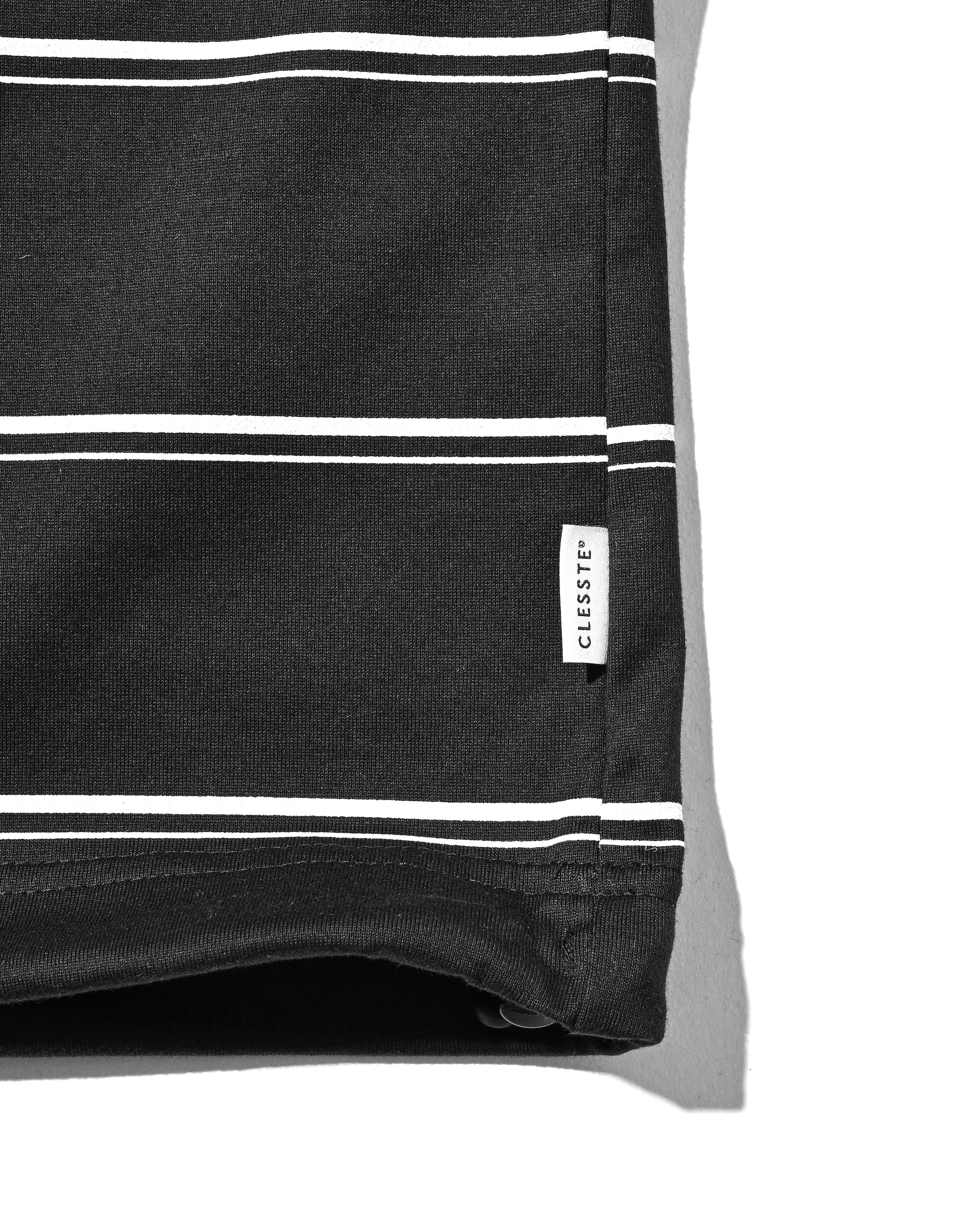 THICK THIN STRIPE S/S T-SHIRT WITH DRAWSTRINGS (BLACK)