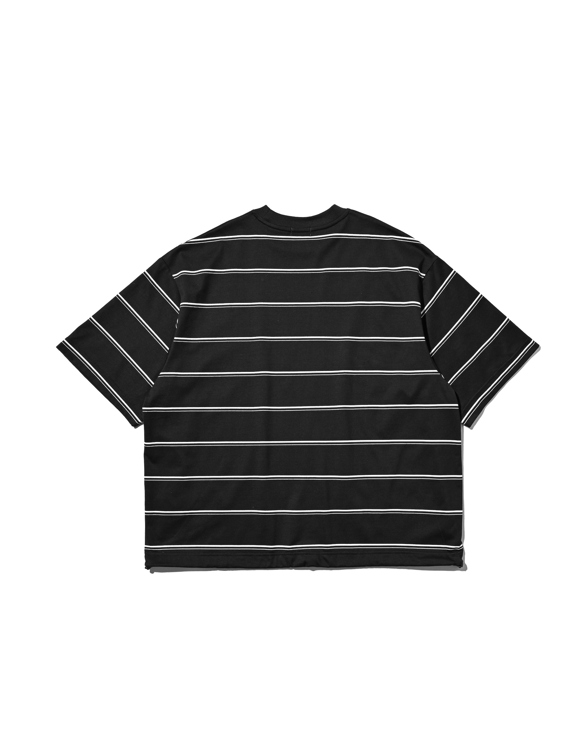 【5.6 20:00- IN STOCK】THICK THIN STRIPE S/S T-SHIRT WITH DRAWSTRINGS (BLACK)