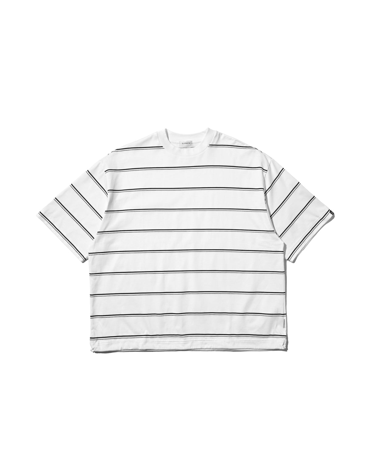 THICK THIN STRIPE S/S T-SHIRT WITH DRAWSTRINGS (WHITE)