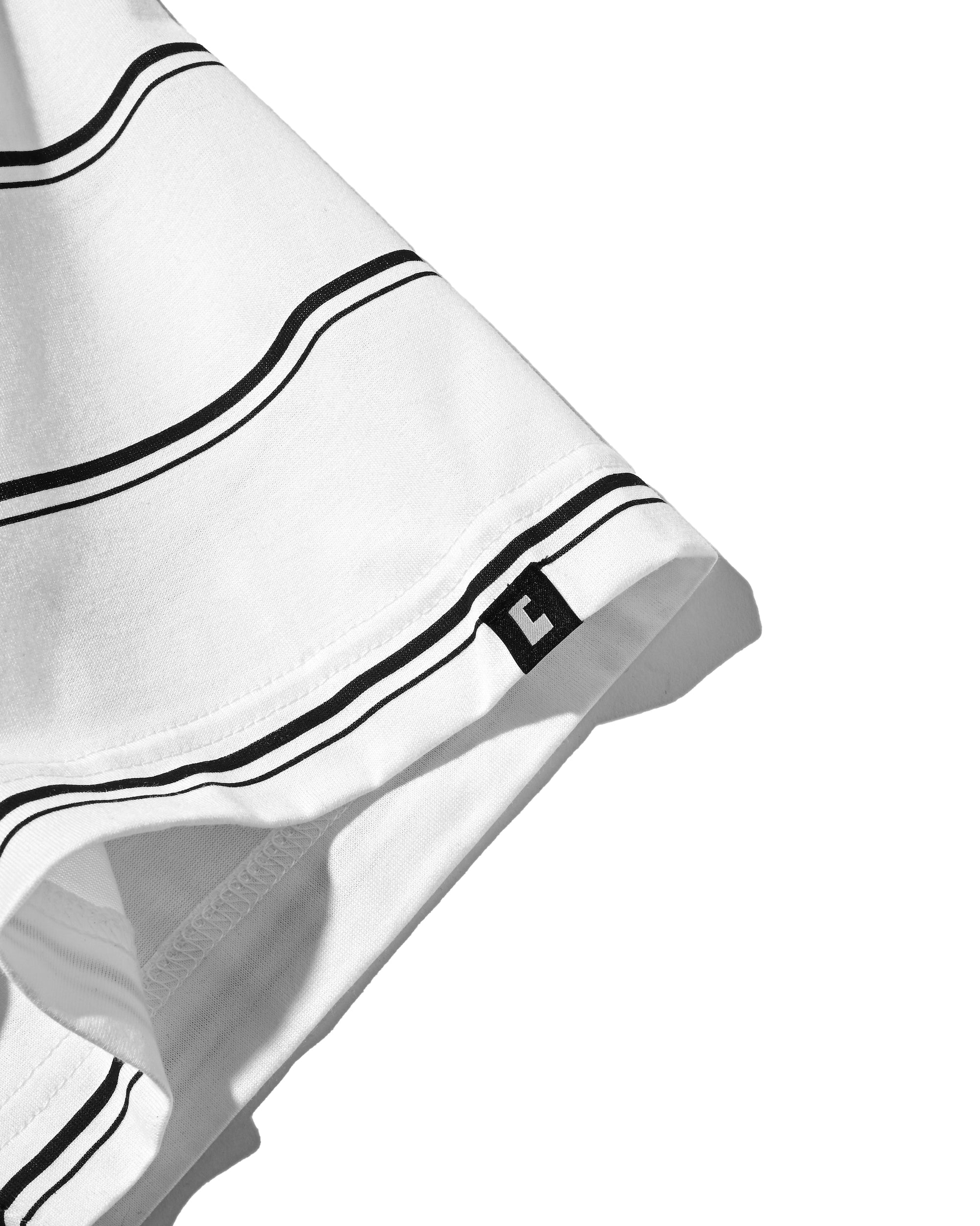 THICK THIN STRIPE S/S T-SHIRT WITH DRAWSTRINGS (WHITE)