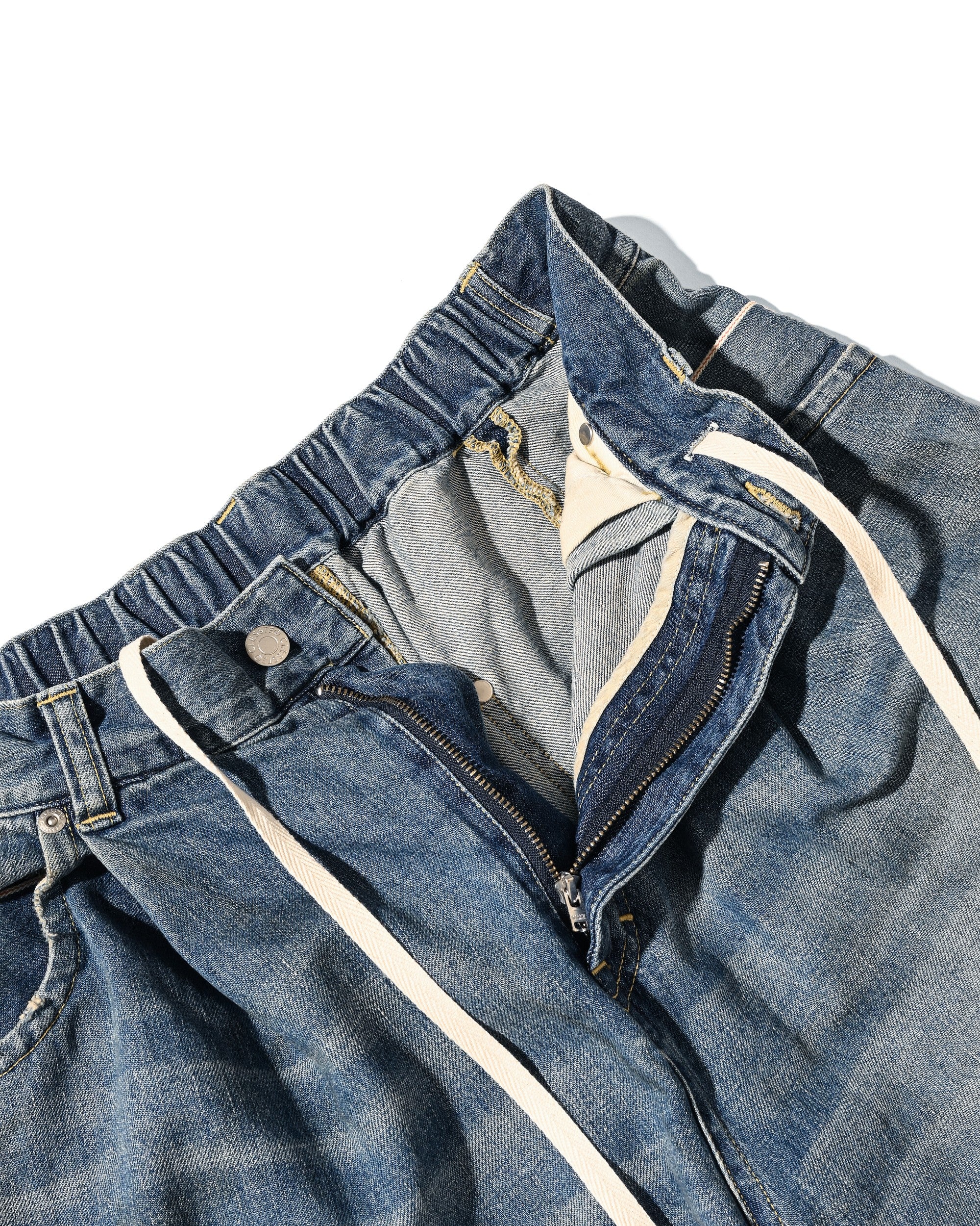 VINTAGE DYED SELVEDGE DENIM CITY MASSIVE UTILITY PANTS (VINTAGE LIGHT INDIGO)