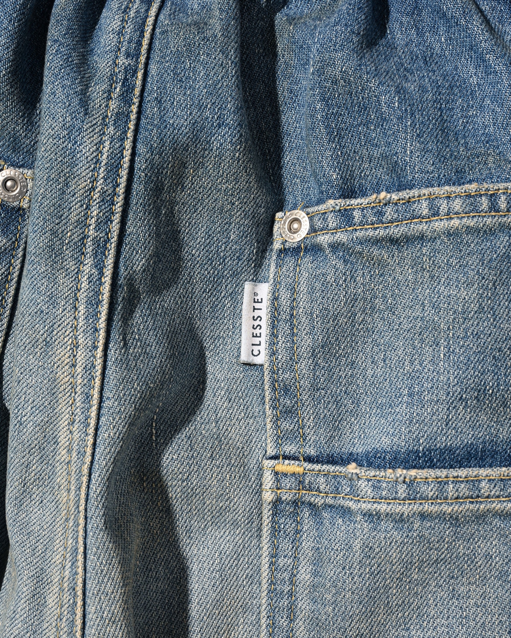 VINTAGE DYED SELVEDGE DENIM CITY MASSIVE UTILITY PANTS (VINTAGE LIGHT INDIGO)