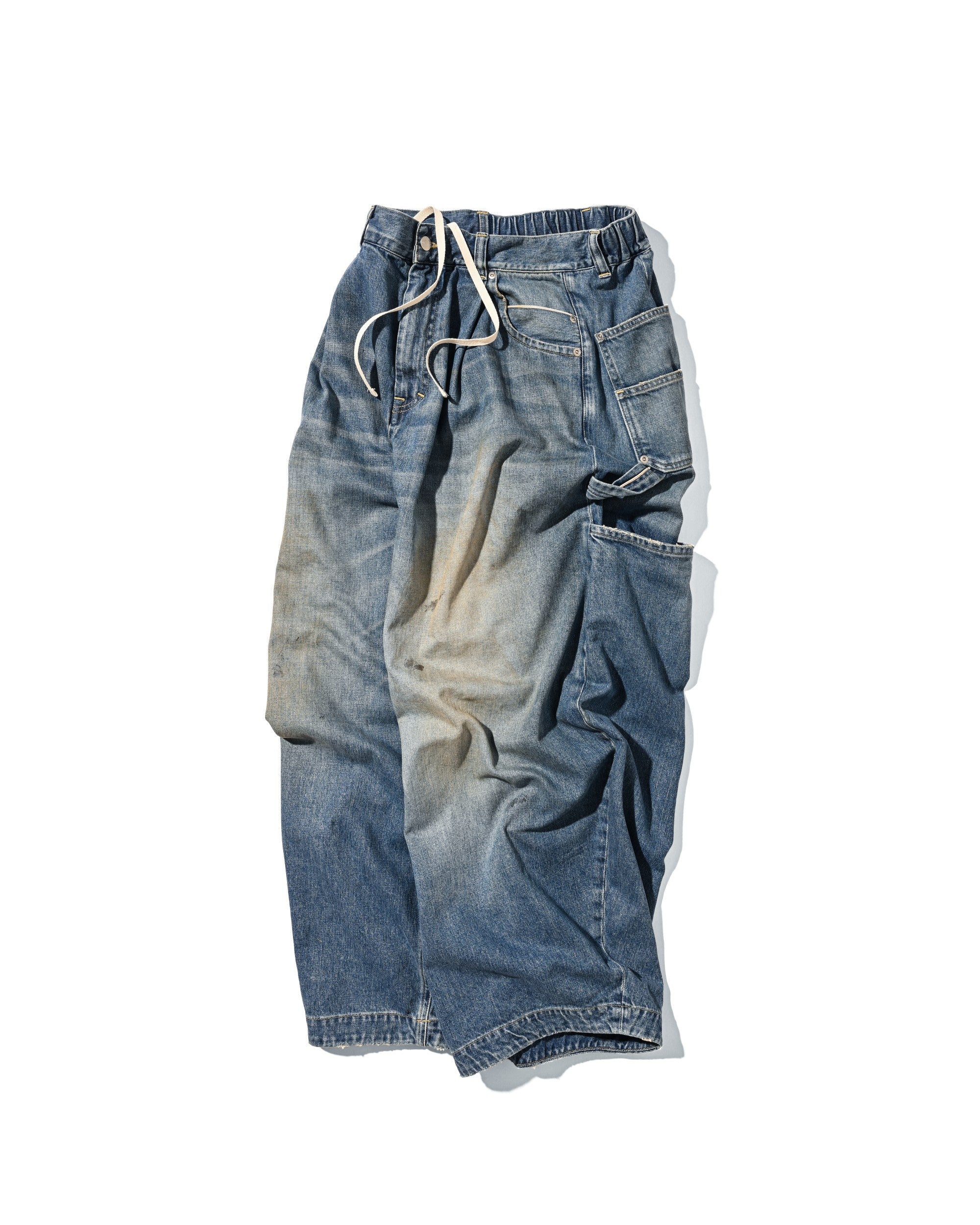 VINTAGE DYED SELVEDGE DENIM CITY MASSIVE UTILITY PANTS (VINTAGE LIGHT INDIGO)