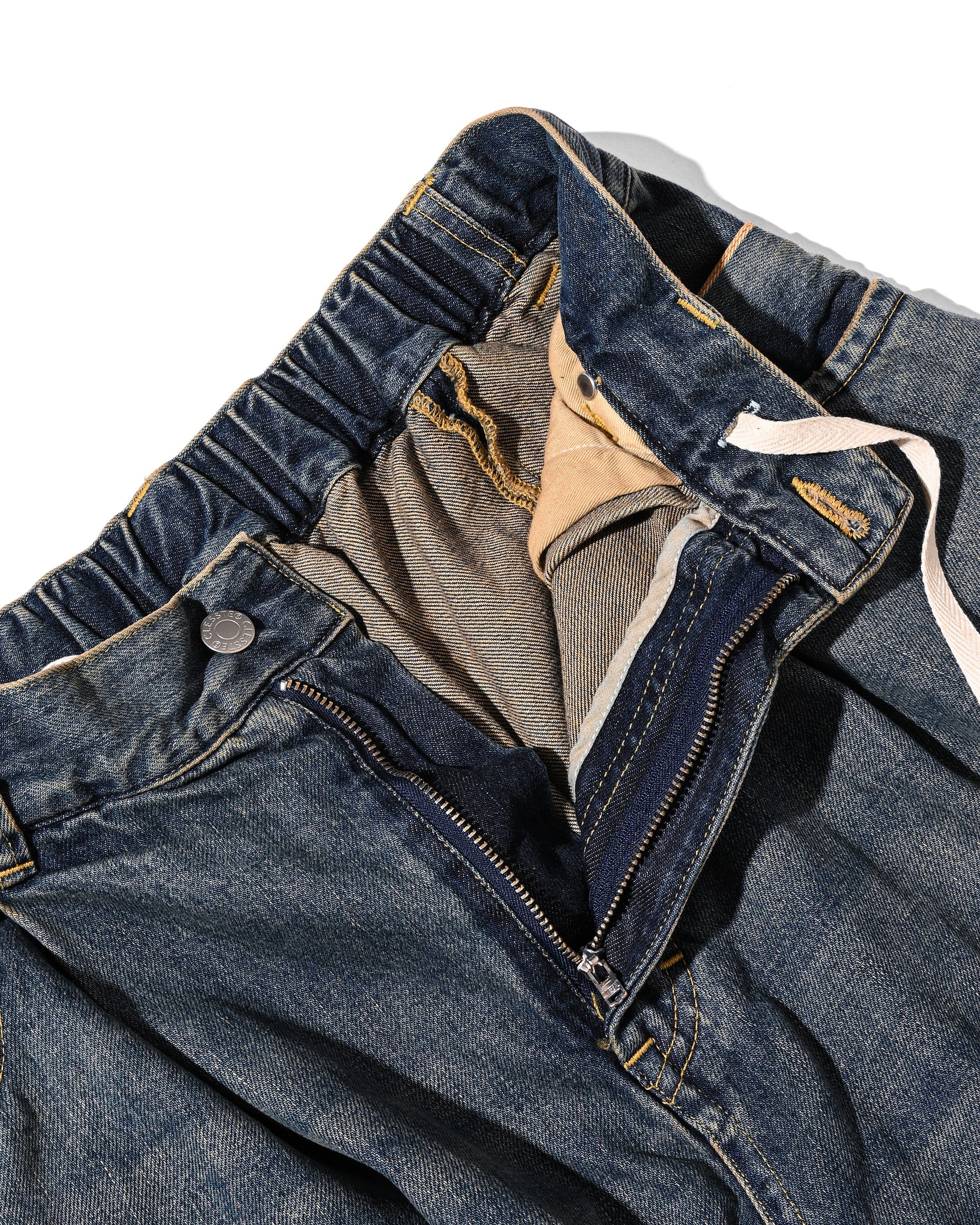 VINTAGE DYED SELVEDGE DENIM CITY MASSIVE UTILITY PANTS (VINTAGE INDIGO)