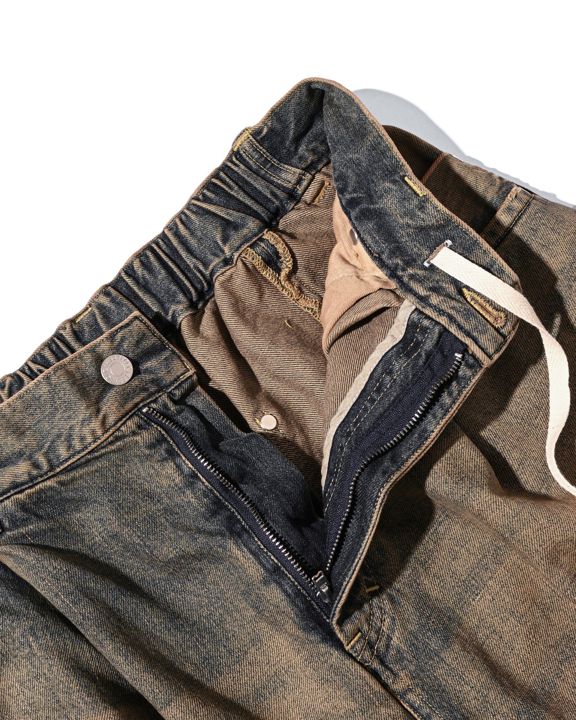 VINTAGE DYED SELVEDGE DENIM CITY MASSIVE UTILITY PANTS (VINTAGE BEIGE)