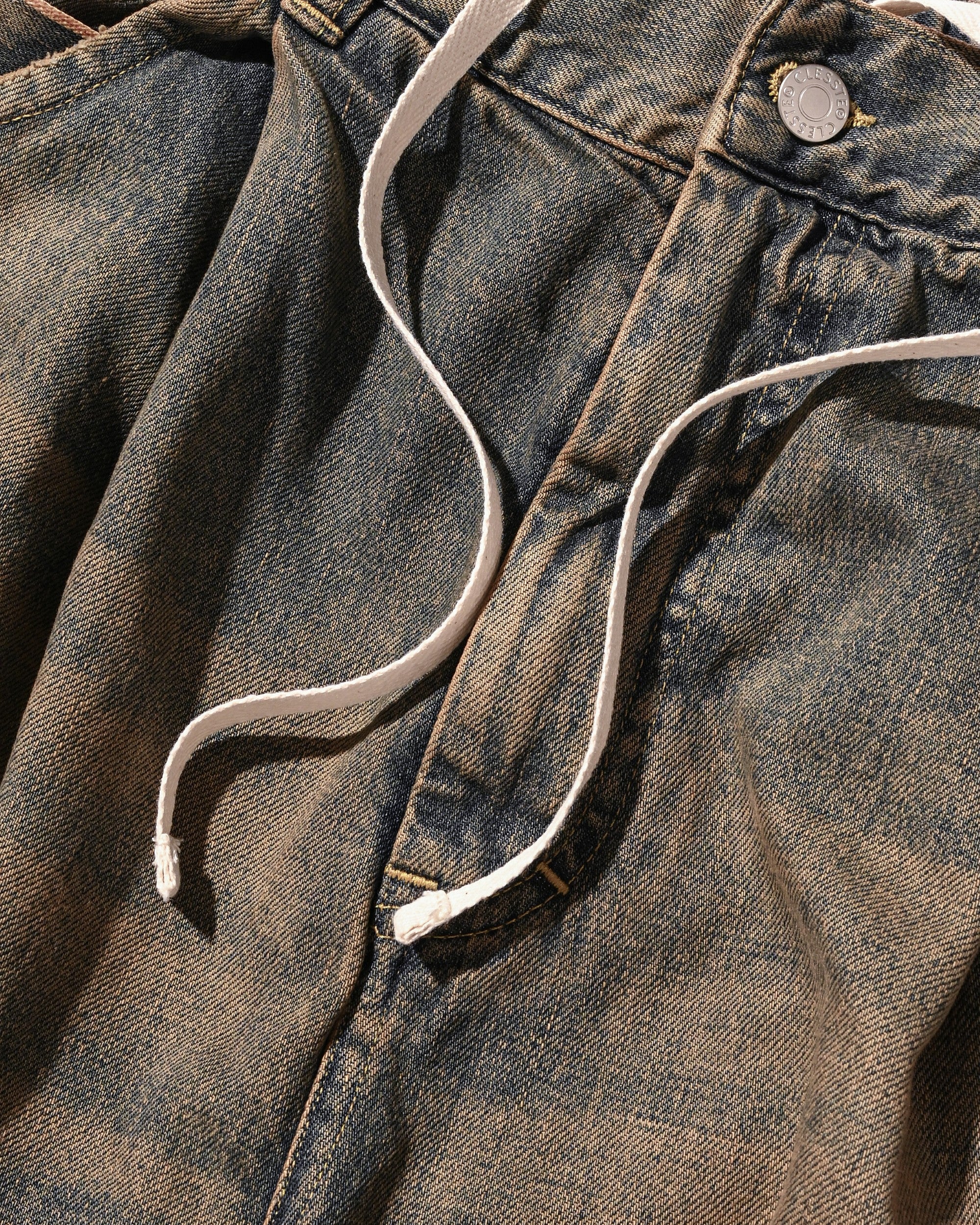 VINTAGE DYED SELVEDGE DENIM CITY MASSIVE UTILITY PANTS (VINTAGE BEIGE)