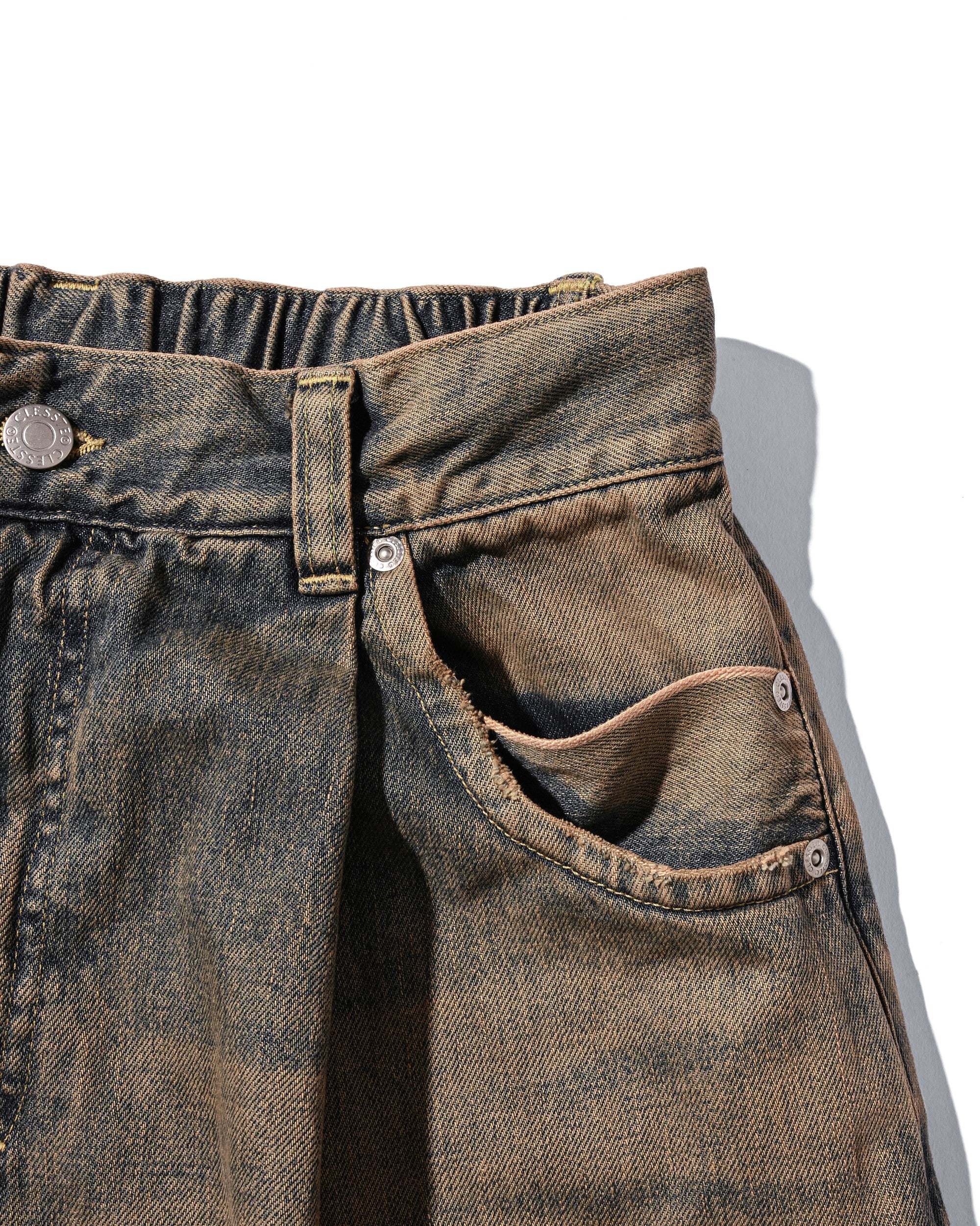 VINTAGE DYED SELVEDGE DENIM CITY MASSIVE UTILITY PANTS (VINTAGE BEIGE)