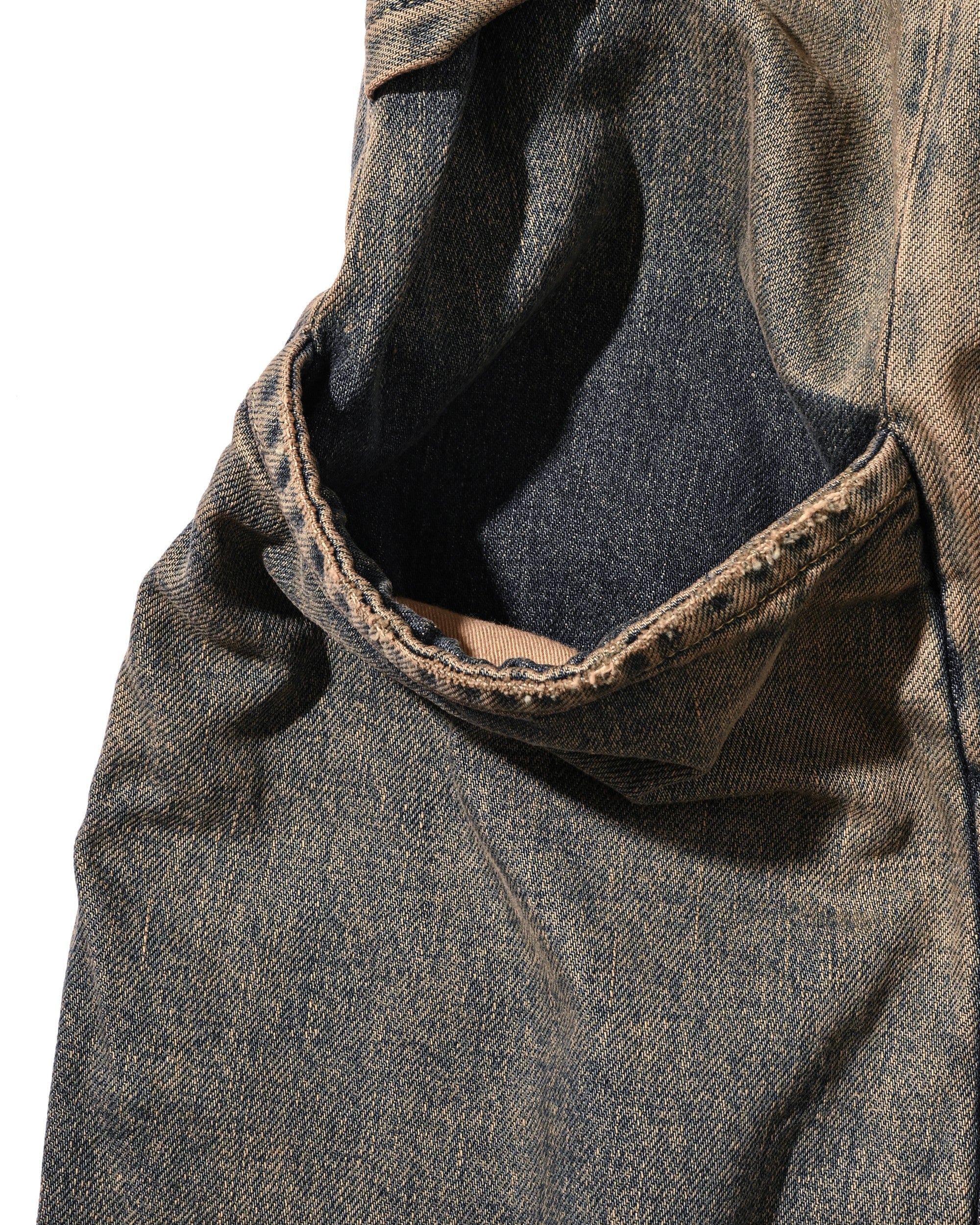 VINTAGE DYED SELVEDGE DENIM CITY MASSIVE UTILITY PANTS (VINTAGE BEIGE)