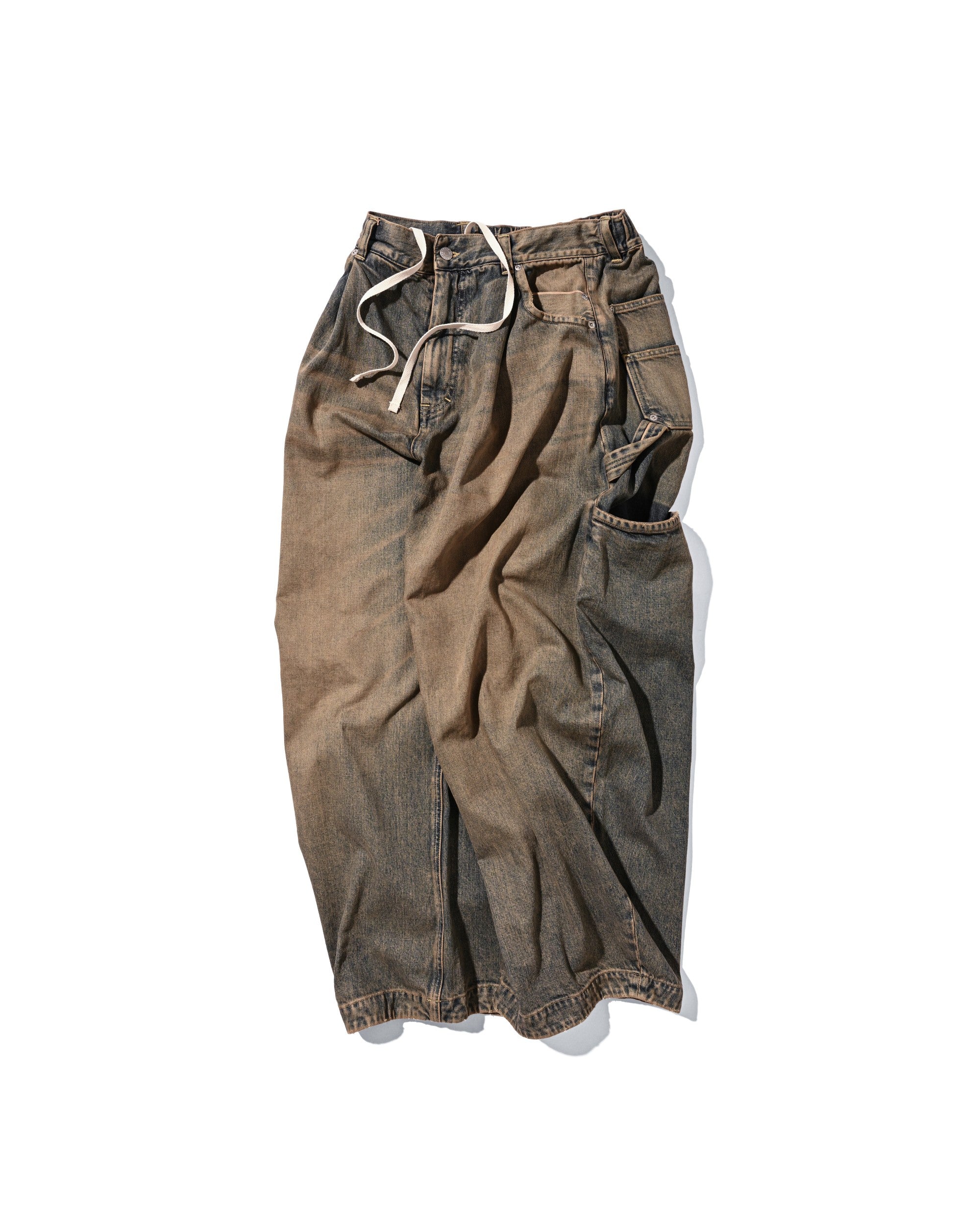 VINTAGE DYED SELVEDGE DENIM CITY MASSIVE UTILITY PANTS (VINTAGE BEIGE)