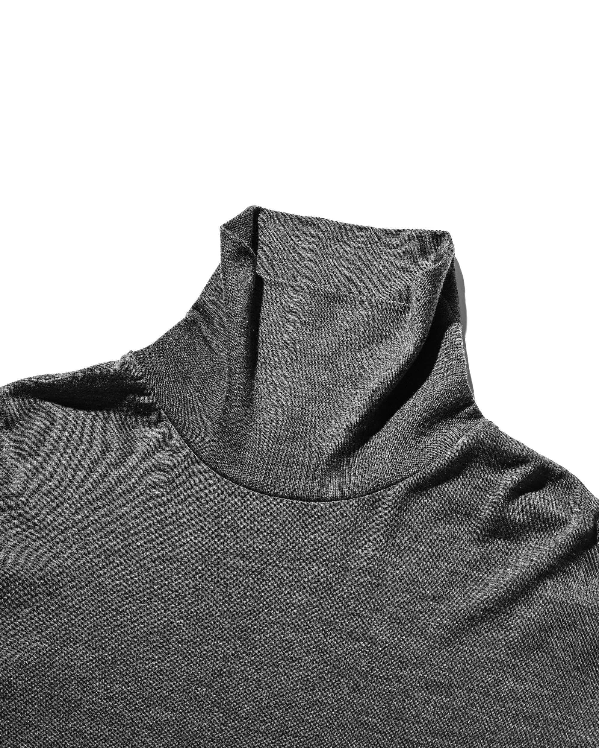 WOOL L/S TURTLE NECK T-SHIRT (CHARCOAL)