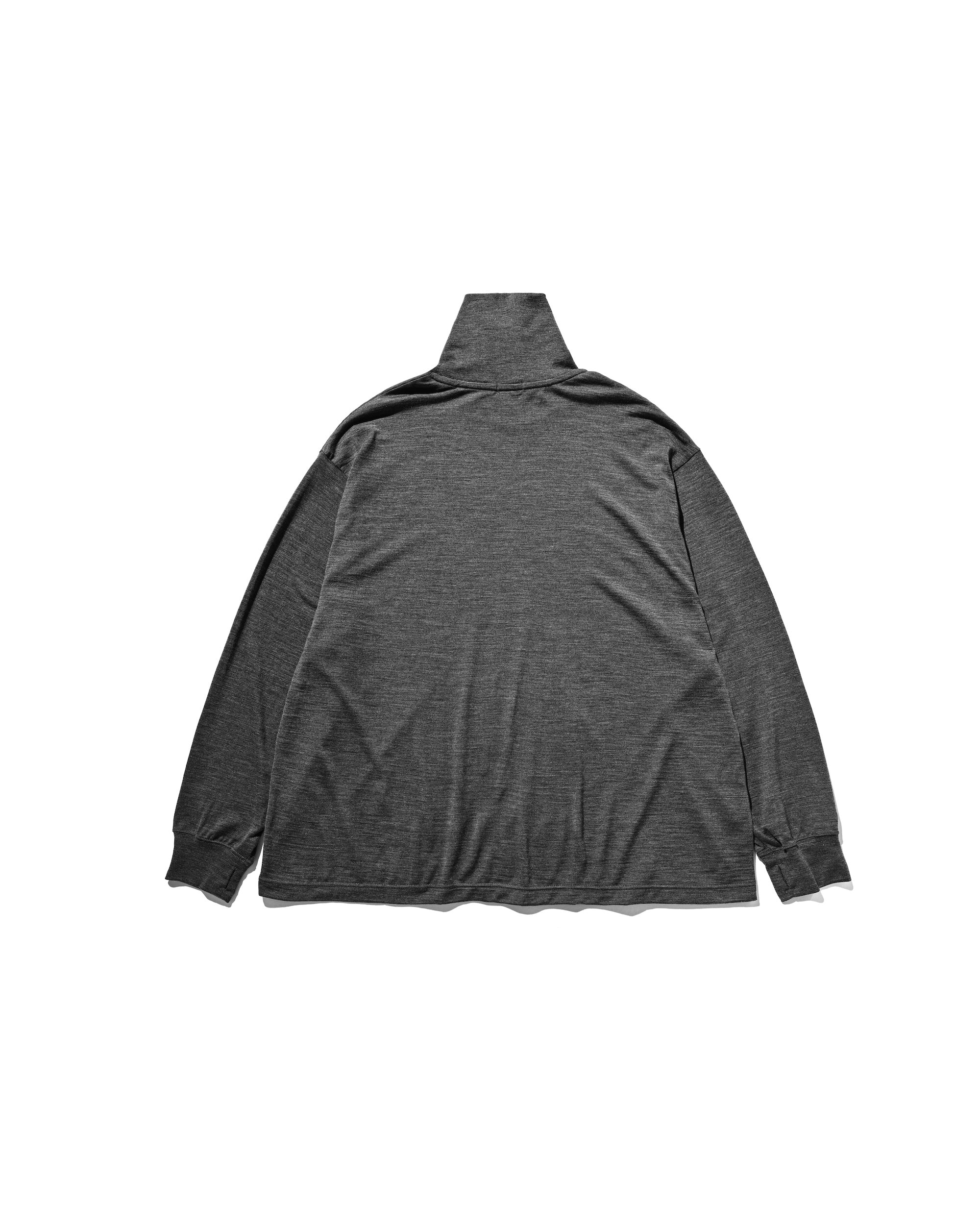 WOOL L/S TURTLE NECK T-SHIRT (CHARCOAL)