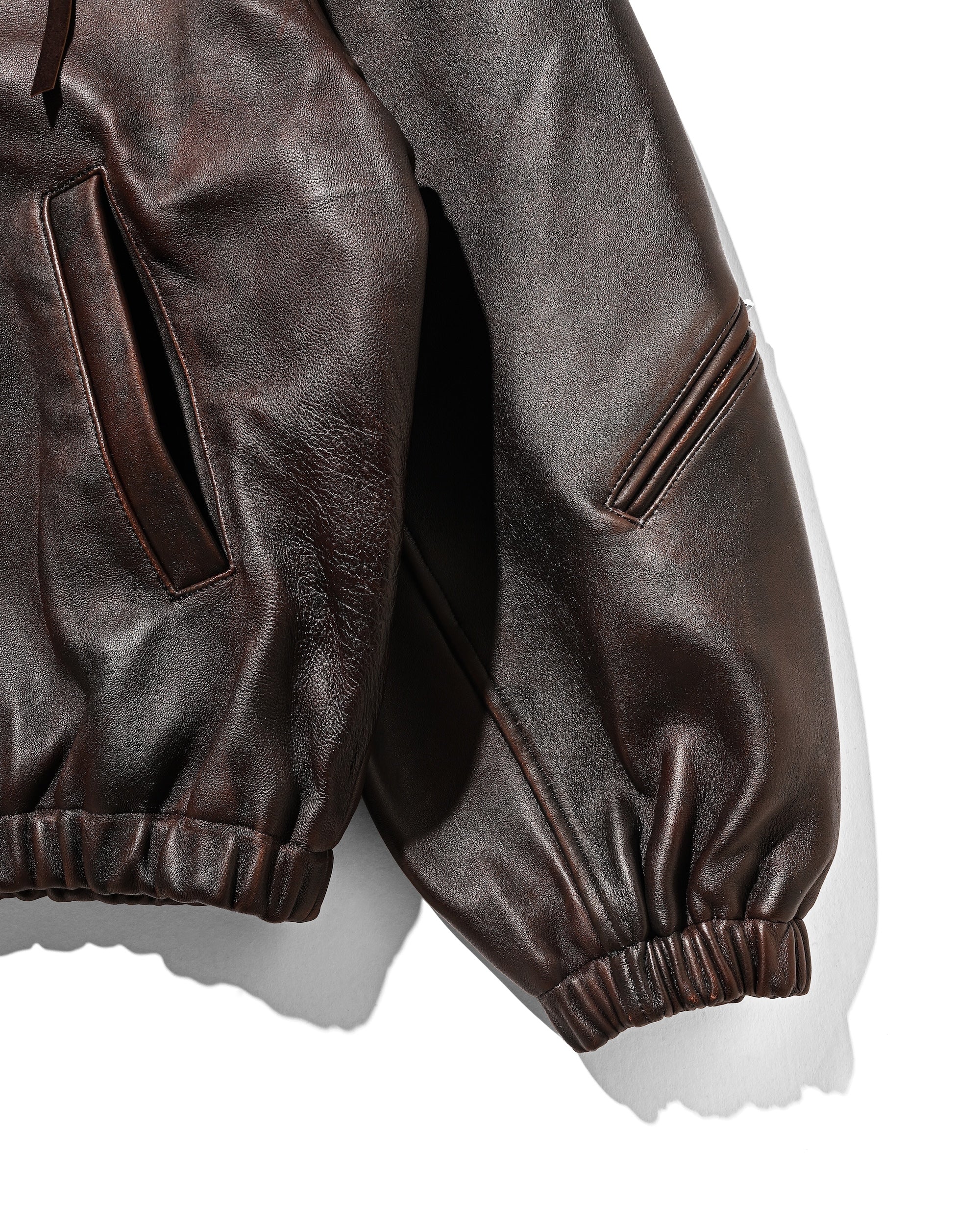 【11.1 SAT 20:00- IN STOCK】SHEEP LEATHER UTILITY JACKET (BROWN)