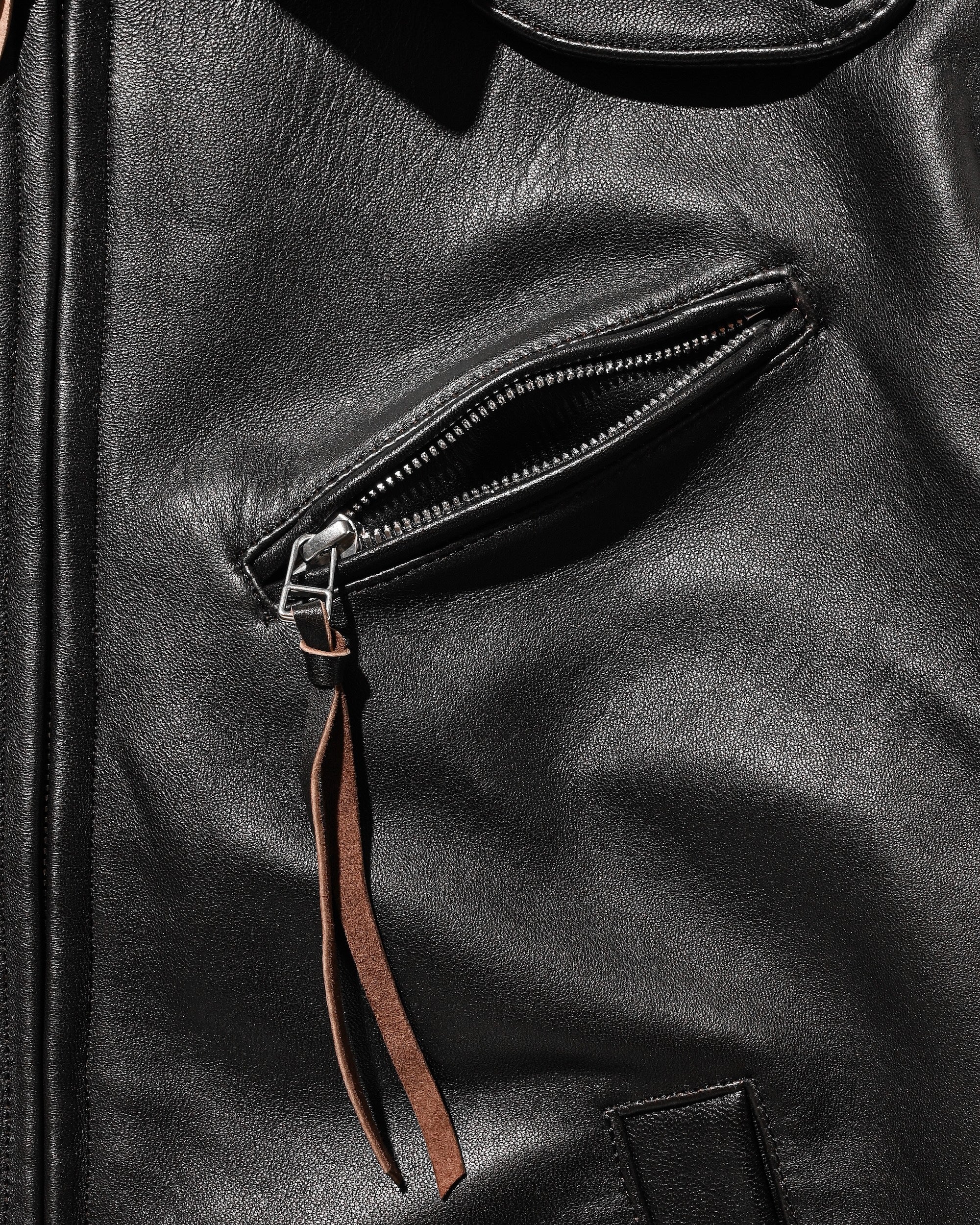 【11.1 SAT 20:00- IN STOCK】SHEEP LEATHER UTILITY JACKET (BLACK)