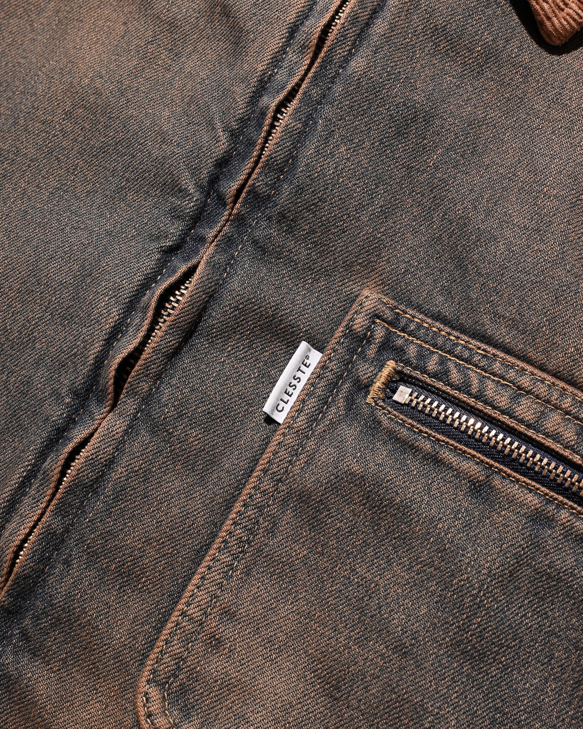 【11.22 SAT 20:00- IN STOCK】VINTAGE DYED SELVEDGE DENIM URBAN JACKET (BROWN)