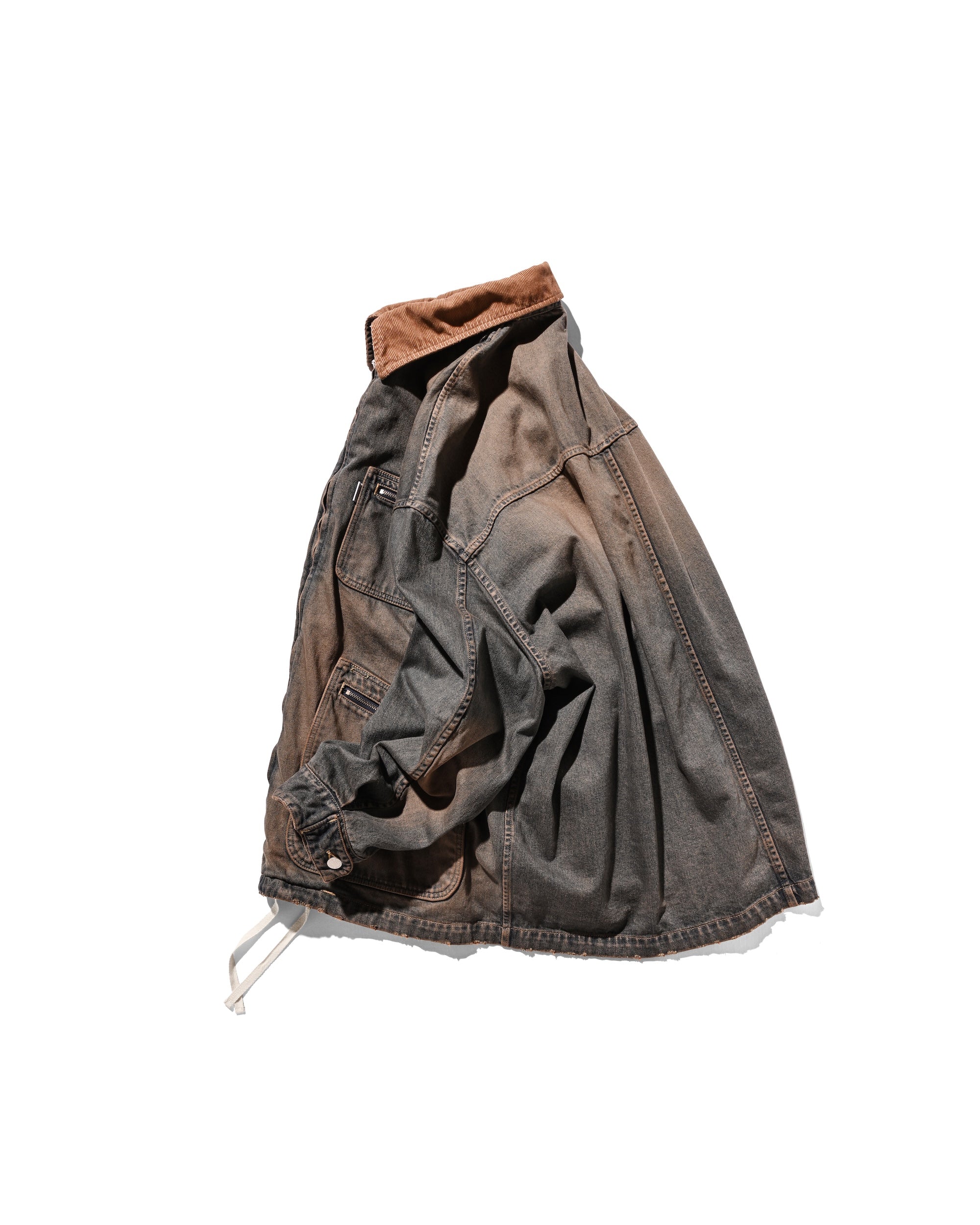 【11.22 SAT 20:00- IN STOCK】VINTAGE DYED SELVEDGE DENIM URBAN JACKET (BROWN)