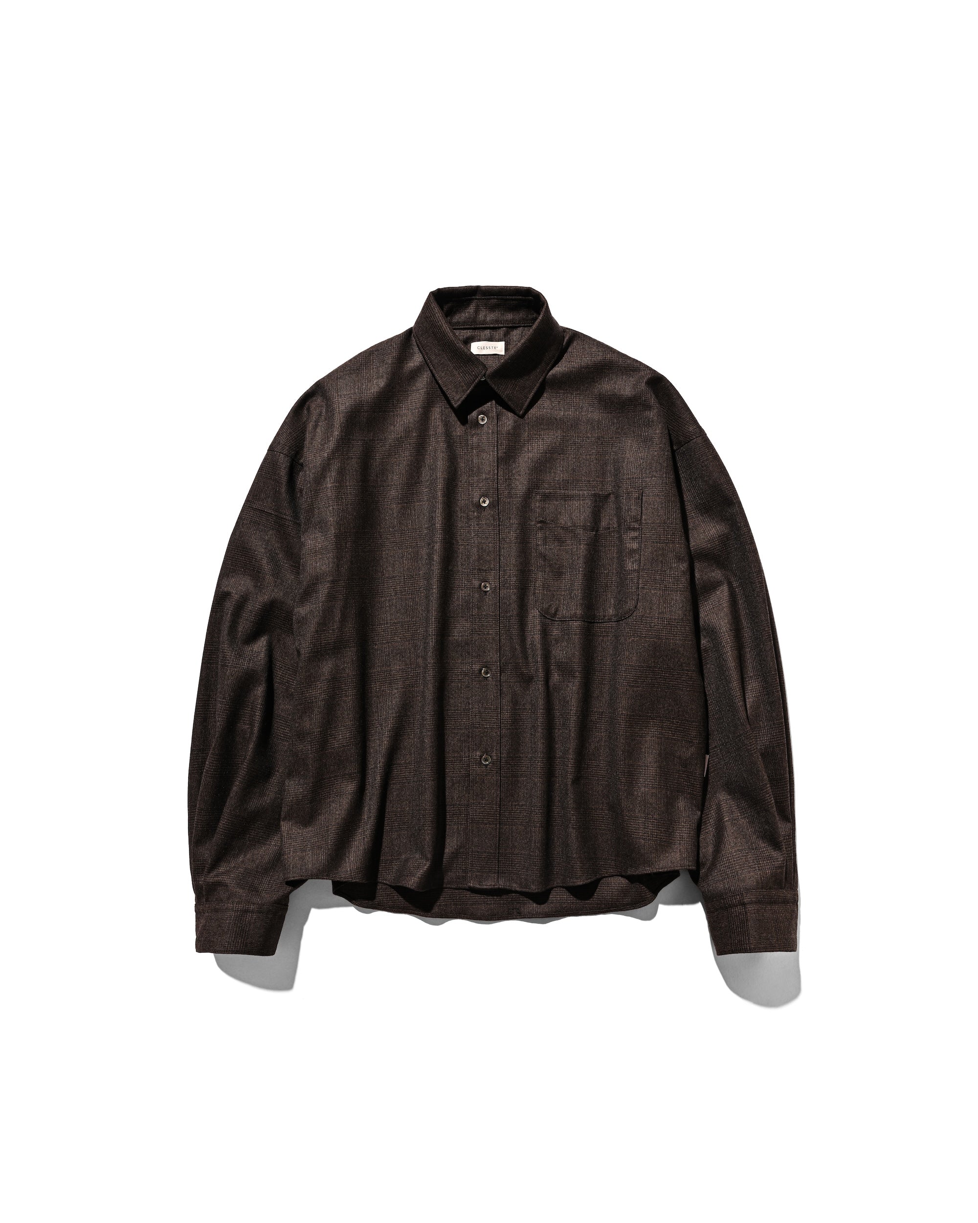 【11.12 WED 20:00- IN STOCK】LIGHT FLANNEL CROPPED LENGTH EVERYDAY L/S SHIRT (GLEN CHECK(BROWN))