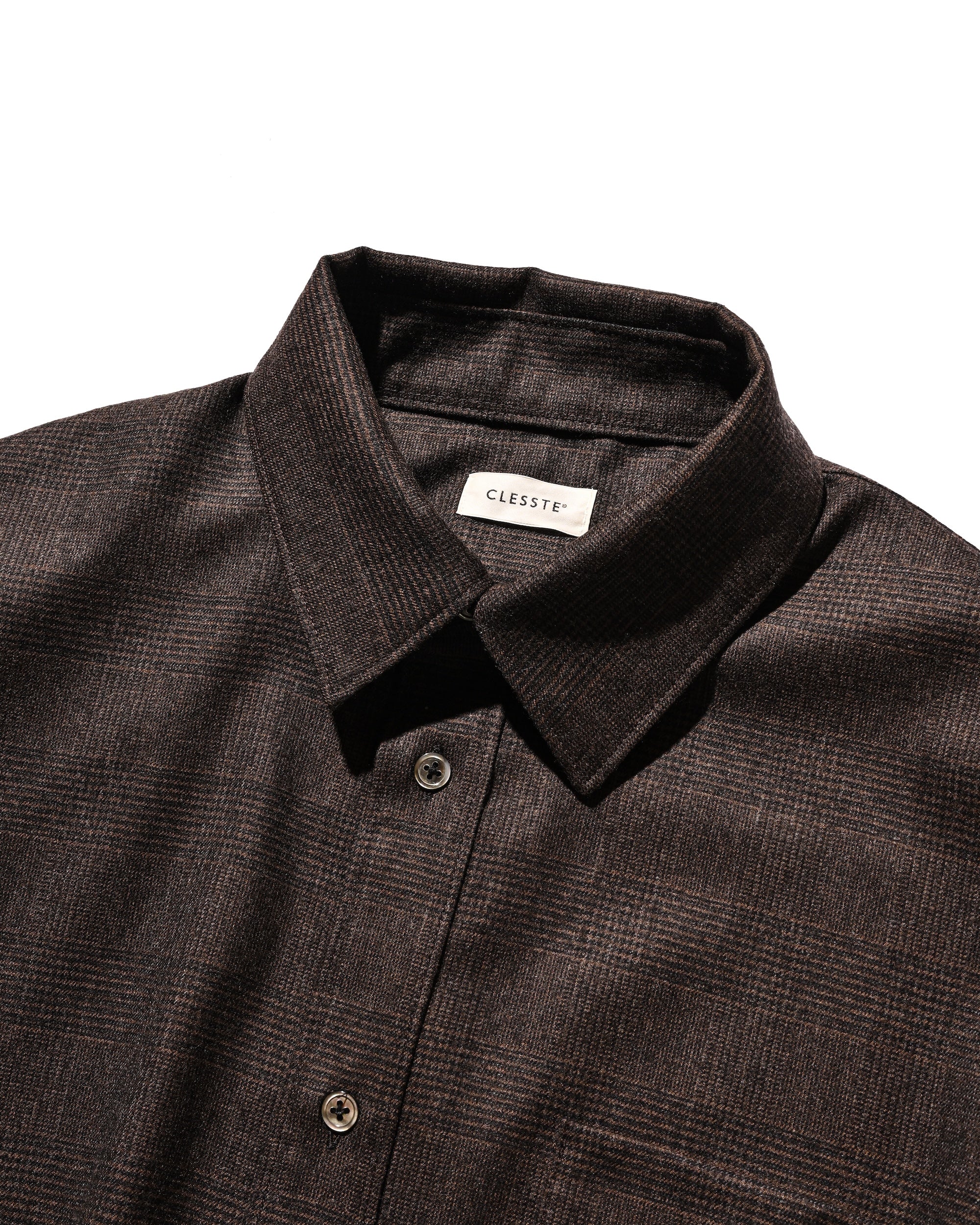 【11.12 WED 20:00- IN STOCK】LIGHT FLANNEL CROPPED LENGTH EVERYDAY L/S SHIRT (GLEN CHECK(BROWN))