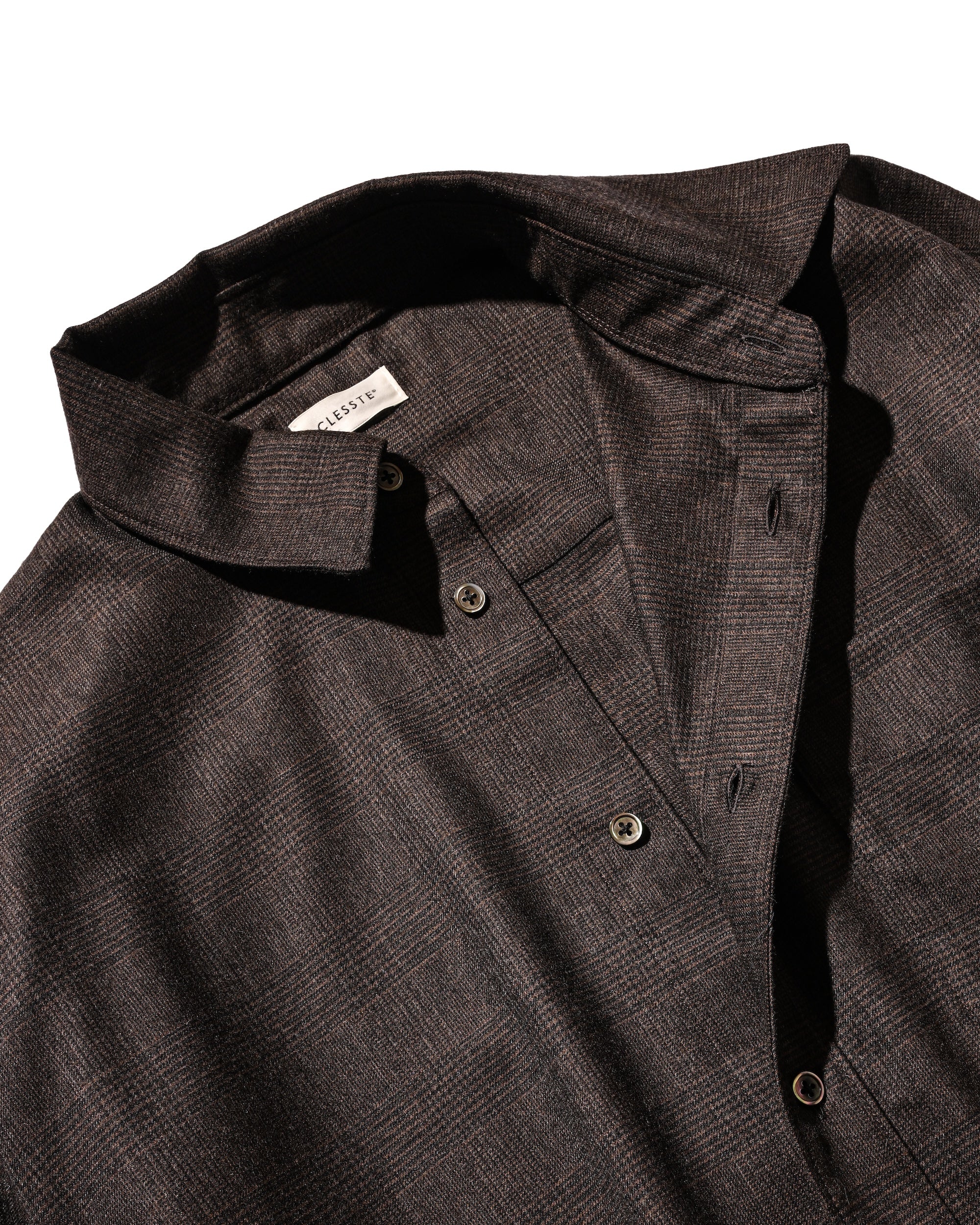 【11.12 WED 20:00- IN STOCK】LIGHT FLANNEL CROPPED LENGTH EVERYDAY L/S SHIRT (GLEN CHECK(BROWN))